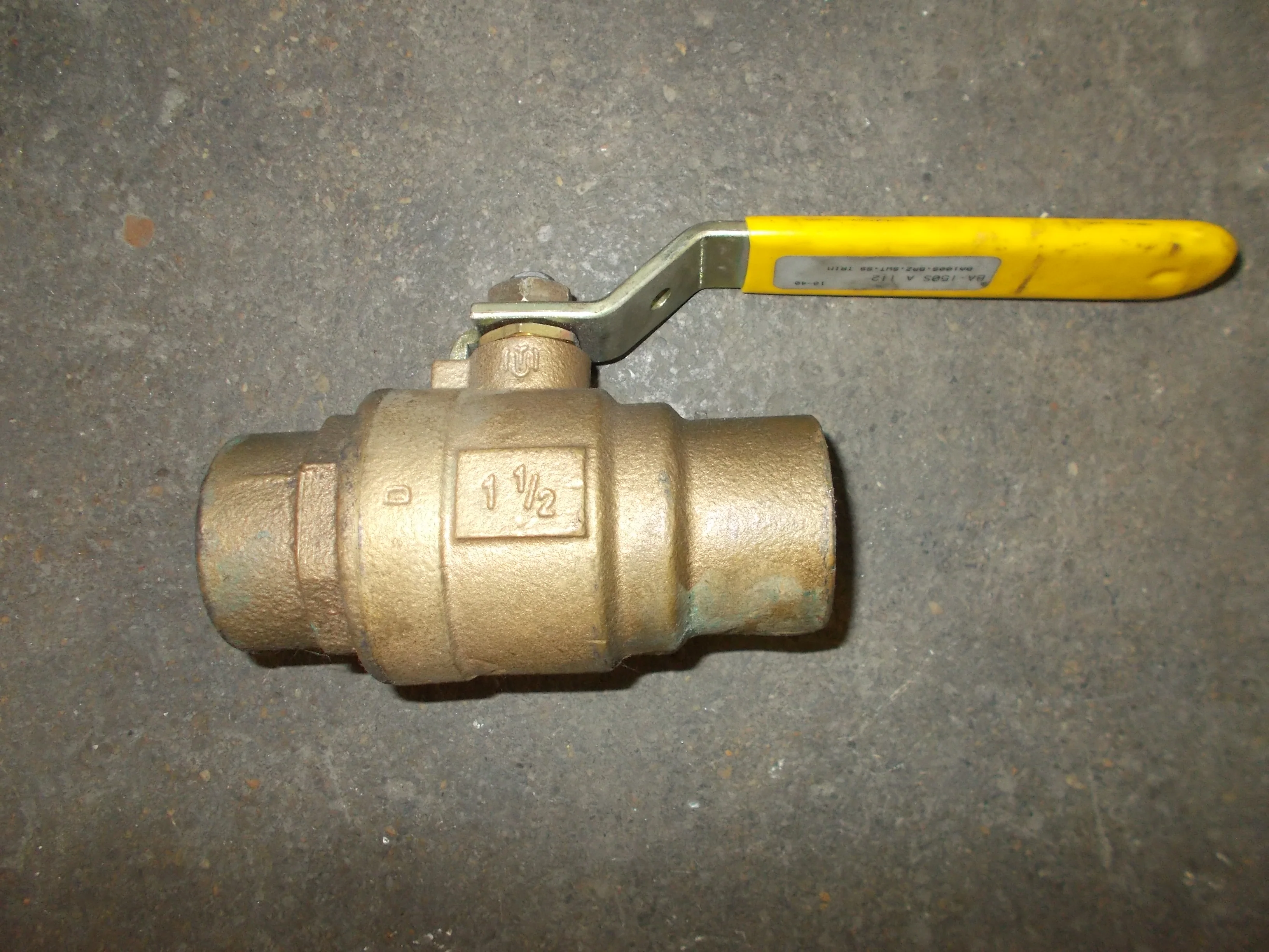 1 1/2" Sweat Bronze Ball Valve w/SS