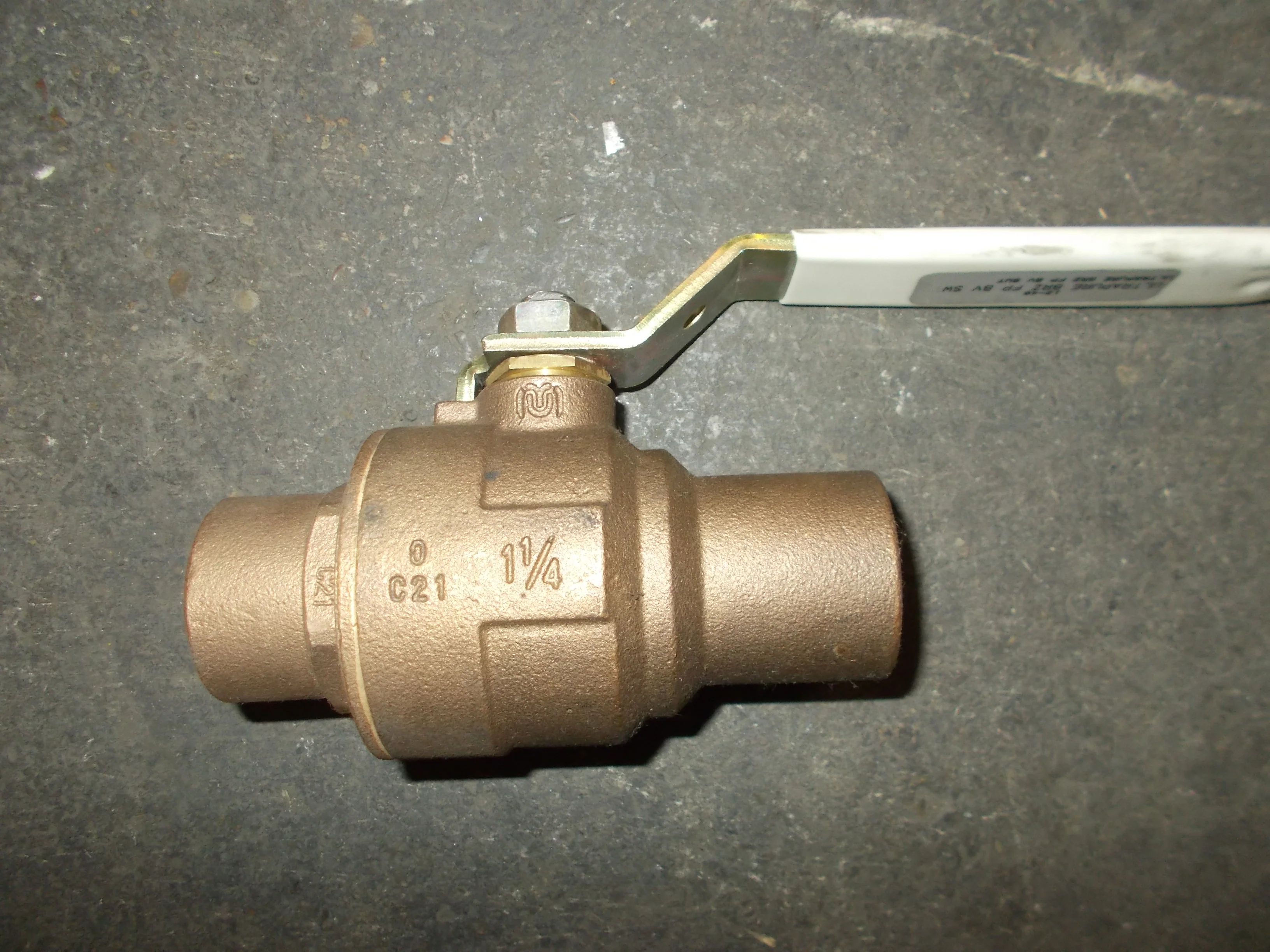 1-1/4" Ultra Pure Sweat Bronze Ball Valve