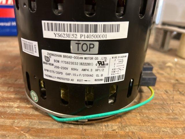 1/2 HP Blower Motor 208-230/60/1 1075 Rpm 3 Speed - Image 3