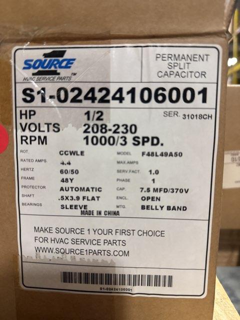 1/2 HP Blower Motor 230/60/1 1000 Rpm 3 Speed - Image 4