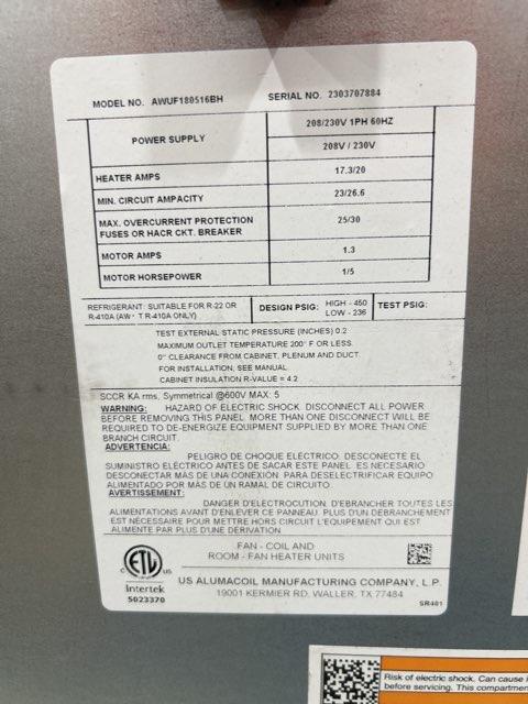 1.5 Ton 1-Stg SS Air Conditioner 14.3 SEER2 and 1.5 Ton Wall Mounted PSC Air Handler With 5Kw Heat - Image 4