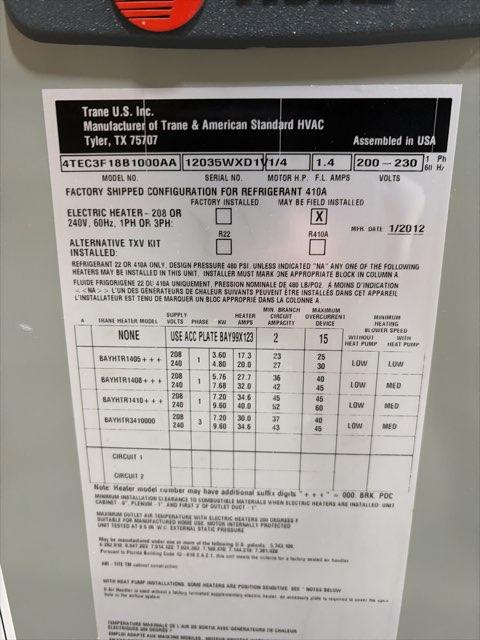 1.5 Ton Multiposition Fan Coil, Variable Speed, 208-230/60/1, 13-SEER - Image 3