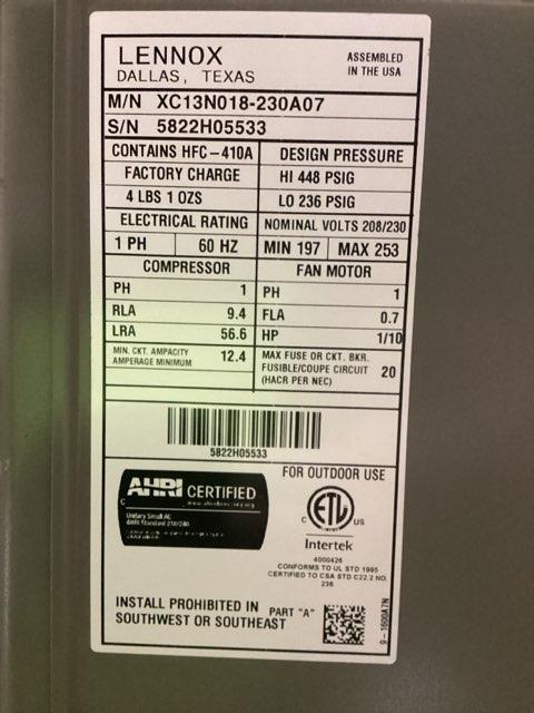 1.5 Ton Single Stage Split-System Air Conditioner 208-230/60/1 R410A 13 SEER - Image 3