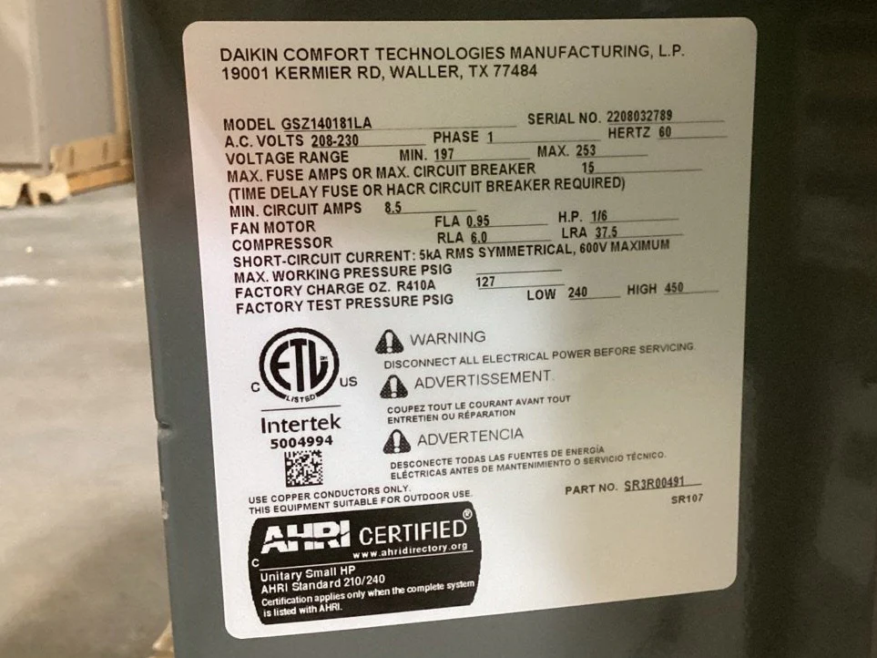 1.5 Ton Split-System Heat Pump, 208-230/60/1 R-410A SEER 14 - Image 6