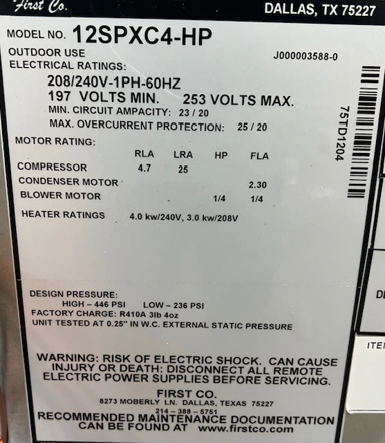 1 Ton Vertical Through-The-Wall Packaged Heat Pump Unit/W 4 Kw, 208-230/60/1, Eer: 11 - Image 4