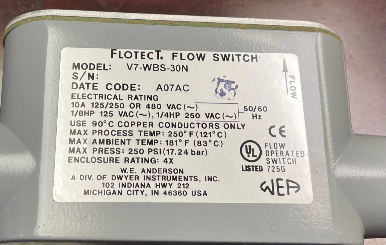 10 Amp Flow Switch, 125-250-480/60-50/1 or 3 - Image 3