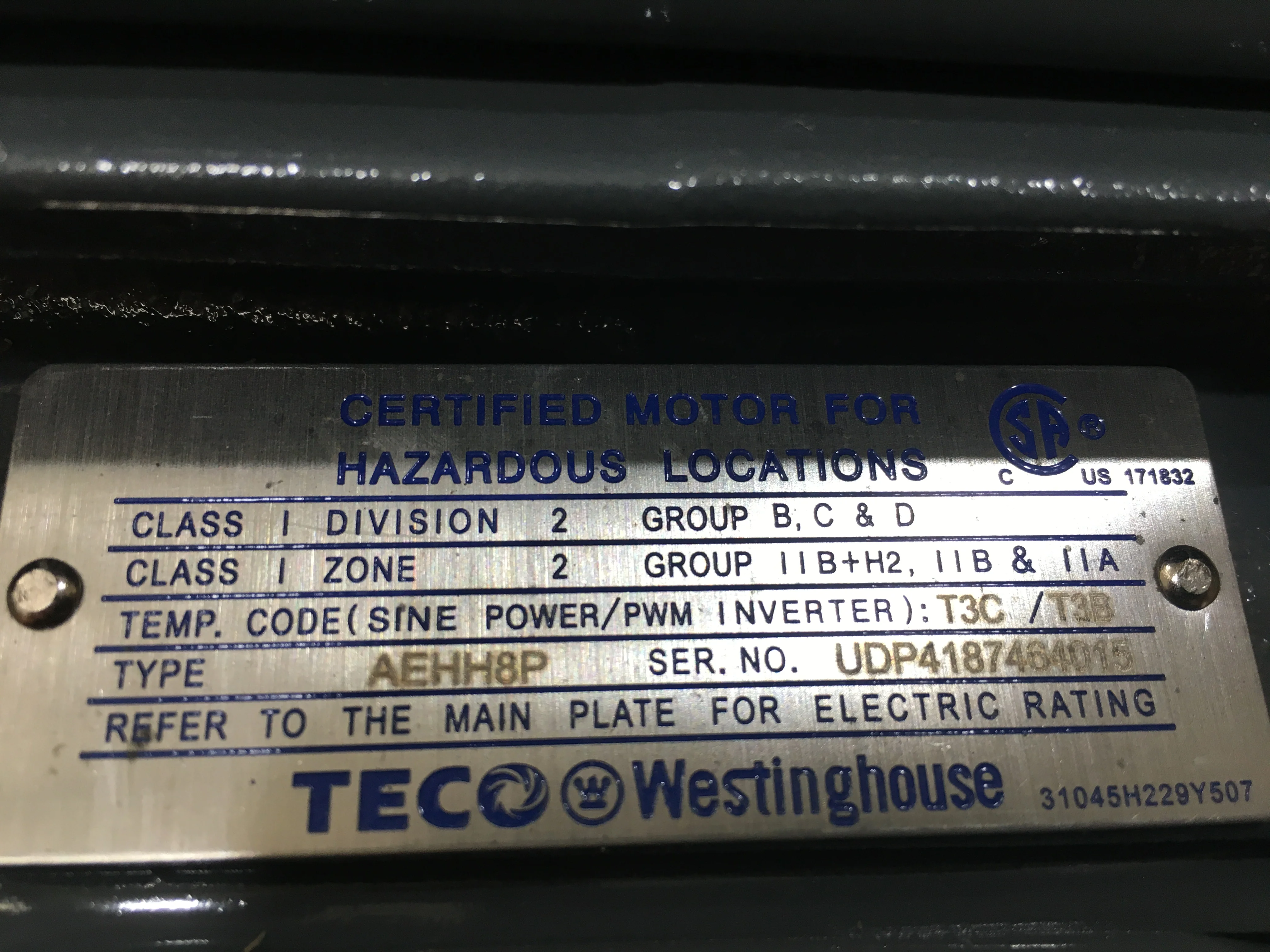 10 HP Prem Efficiency Hazardous Location Inverter Duty Motor 230-460/50-60/3 1440/1755 RPM 1 Speed - Image 5