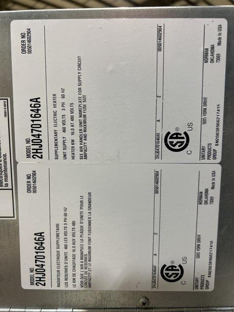 10 Ton AC/HP ECM Upflow/Horizontal Air Handler 460/60/3 R-410A CFM 5000 with 16 KW Heat Kit 460/60/3 - Image 5