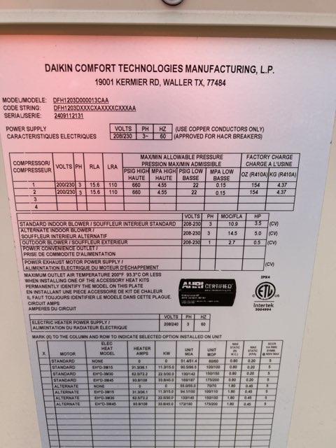 10 Ton Two-Stage Convertible Packaged Heat Pump Unit, 11 EER, 208-230/60/3, R410A - Image 5