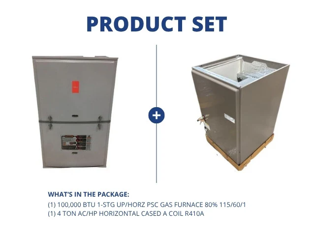 100,000 BTU 1-Stg Up/Horz ECM Gas Furnace 80% 115/60/1 and 4 Ton AC/HP Horizontal Cased A Coil R410A - Image 2