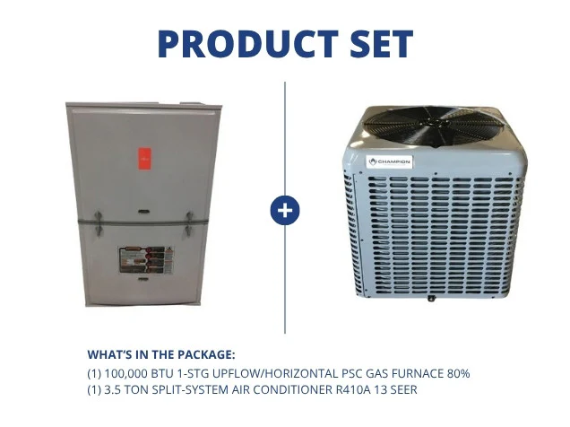 100,000 BTU 1-Stg Upflow/Horizontal ECM Gas Furnace 80% and 3.5 Ton SS Air Conditioner R410A 13 SEER - Image 4