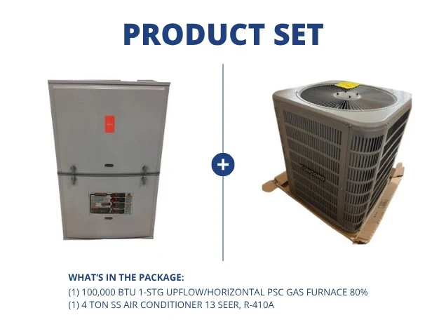 100,000 BTU 1-Stg Upflow/Horizontal ECM Gas Furnace 80% and 4 Ton SS Air Conditioner 13 SEER, R-410A - Image 4