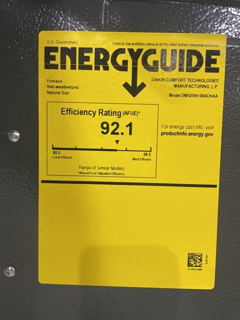 100,000 BTU Low NOx 1-Stg Upflow/Horizontal ECM Multi Speed Gas Furnace 92% 115/60/1 CFM: 1600 - Image 6