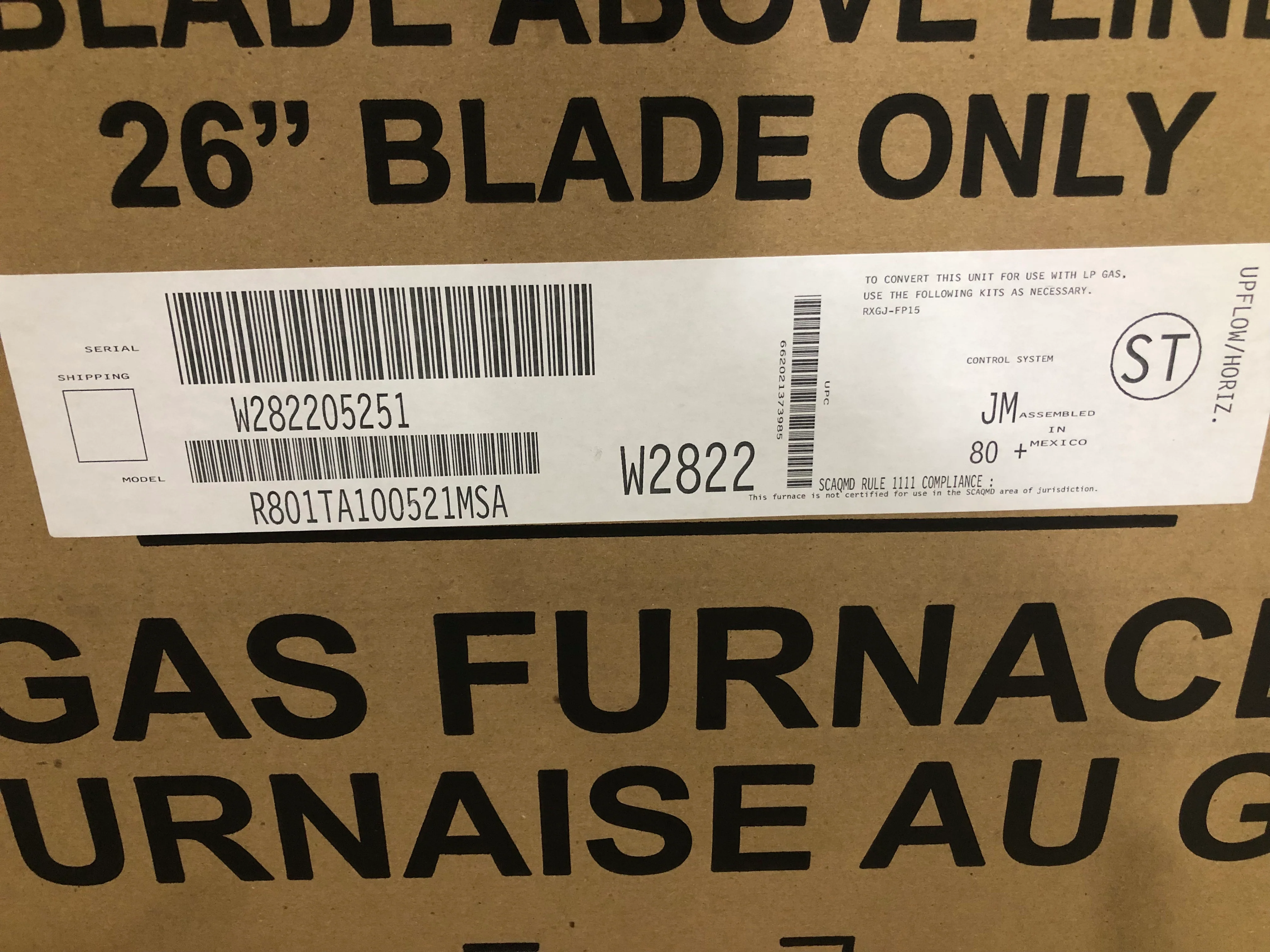 100,000 BTU "ACHIEVER PLUS" SERIES UPFLOW/HORIZONTAL NATURAL GAS FURNACE 80% 115/60/1 CFM 1850 - Image 5