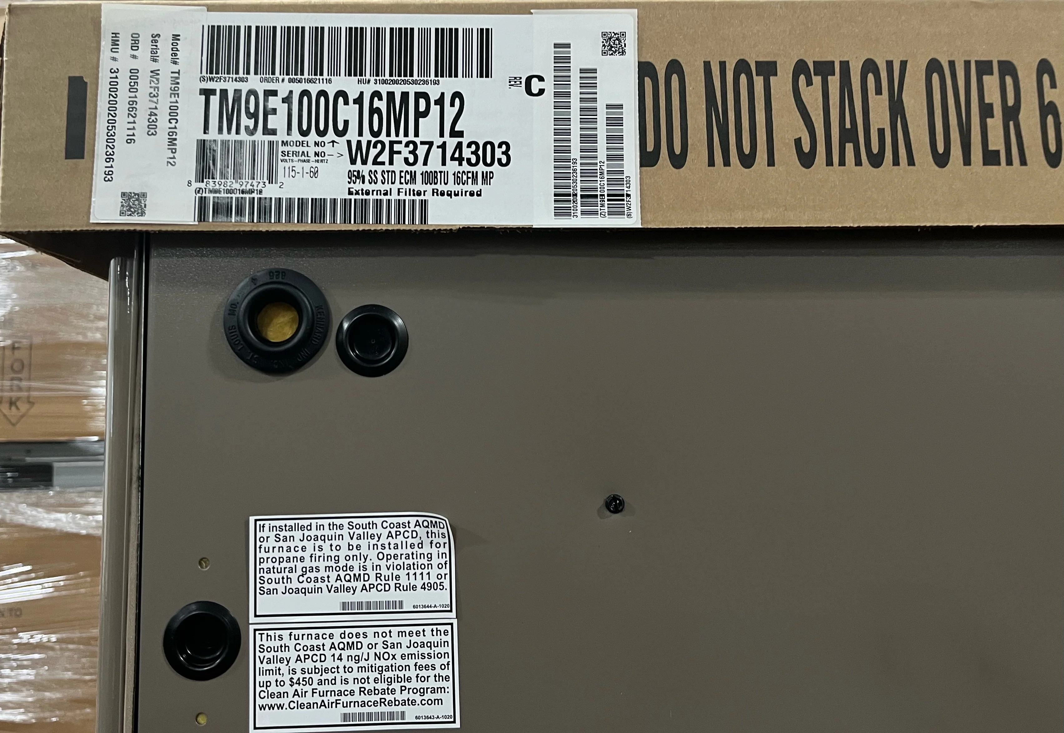 100,000 BTU Single-Stage Upflow/Horizontal ECM Variable Speed Gas Furnace; 95%, 115/60/1, CFM: 1600 - Image 5