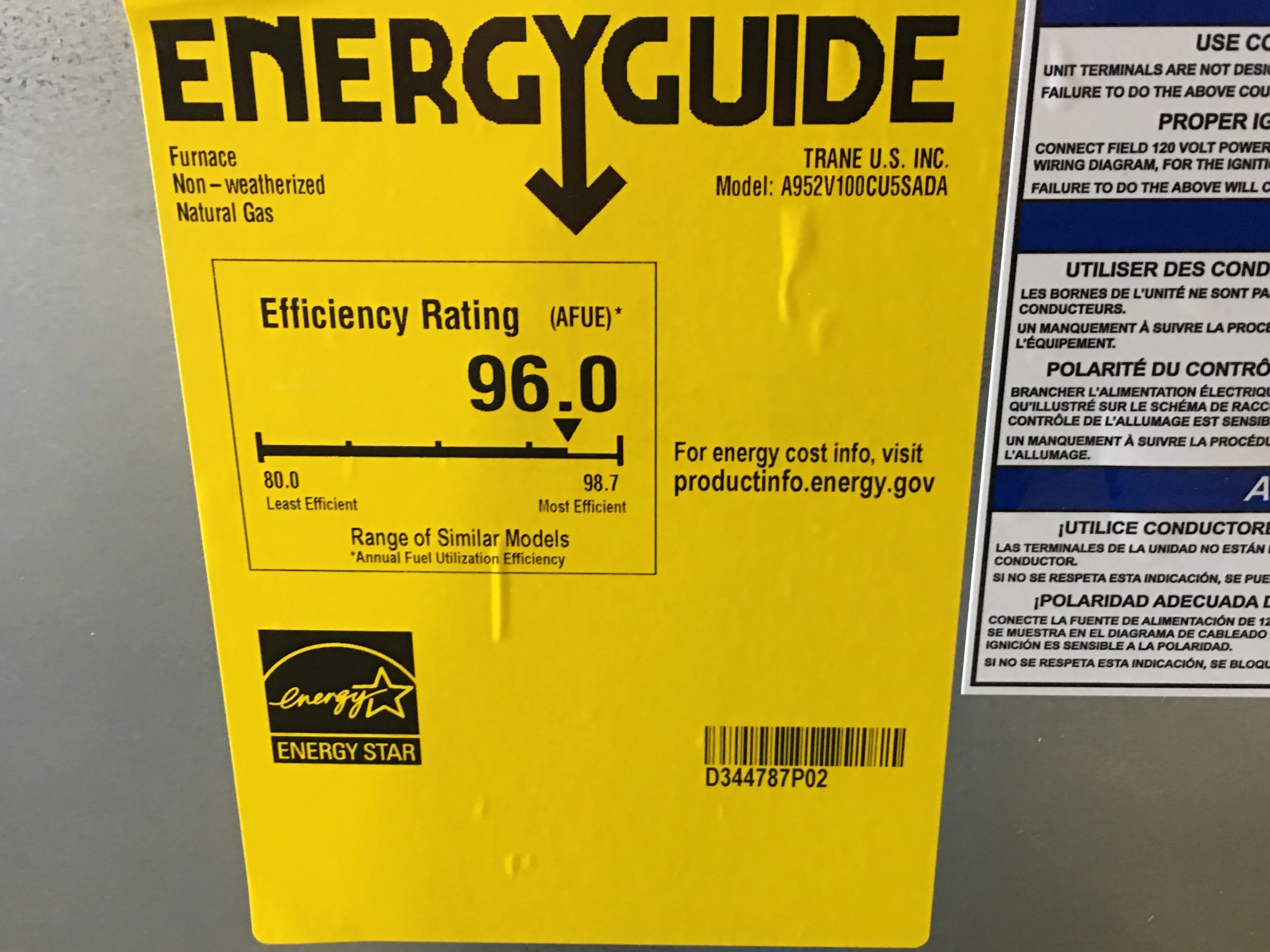 100,000 BTU TWO-STAGE UPFLOW/HORIZONTAL PSC VARIABLE SPEED GAS FURNACE 96% AFUE 120/60/1 CFM: 2102 - Image 6
