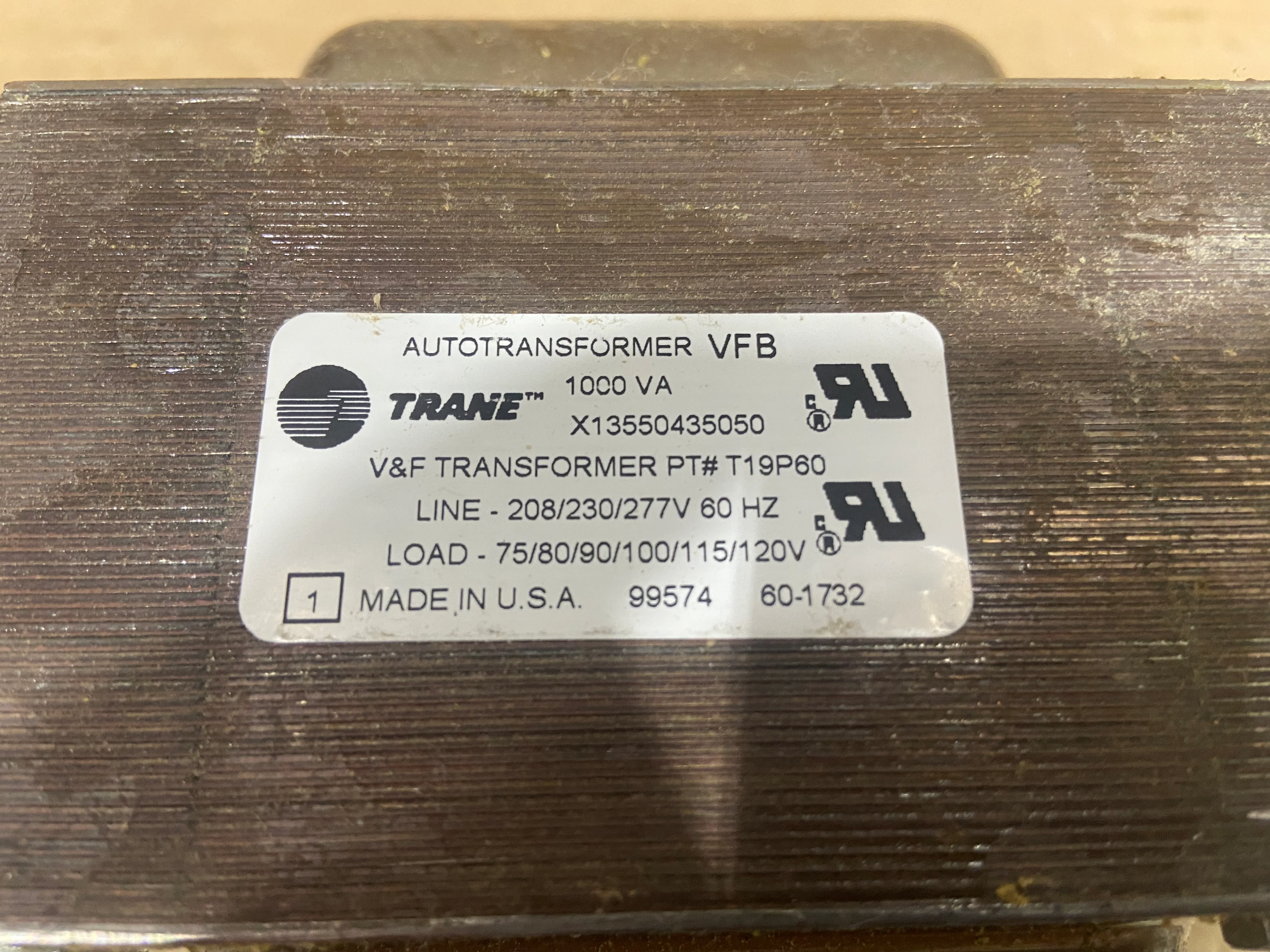 1000VA TRANSFORMER PRIMARY VOLTS:208-230/277 SECONDARY VOLTS:MULTI TAP HERTZ:60 - Image 3