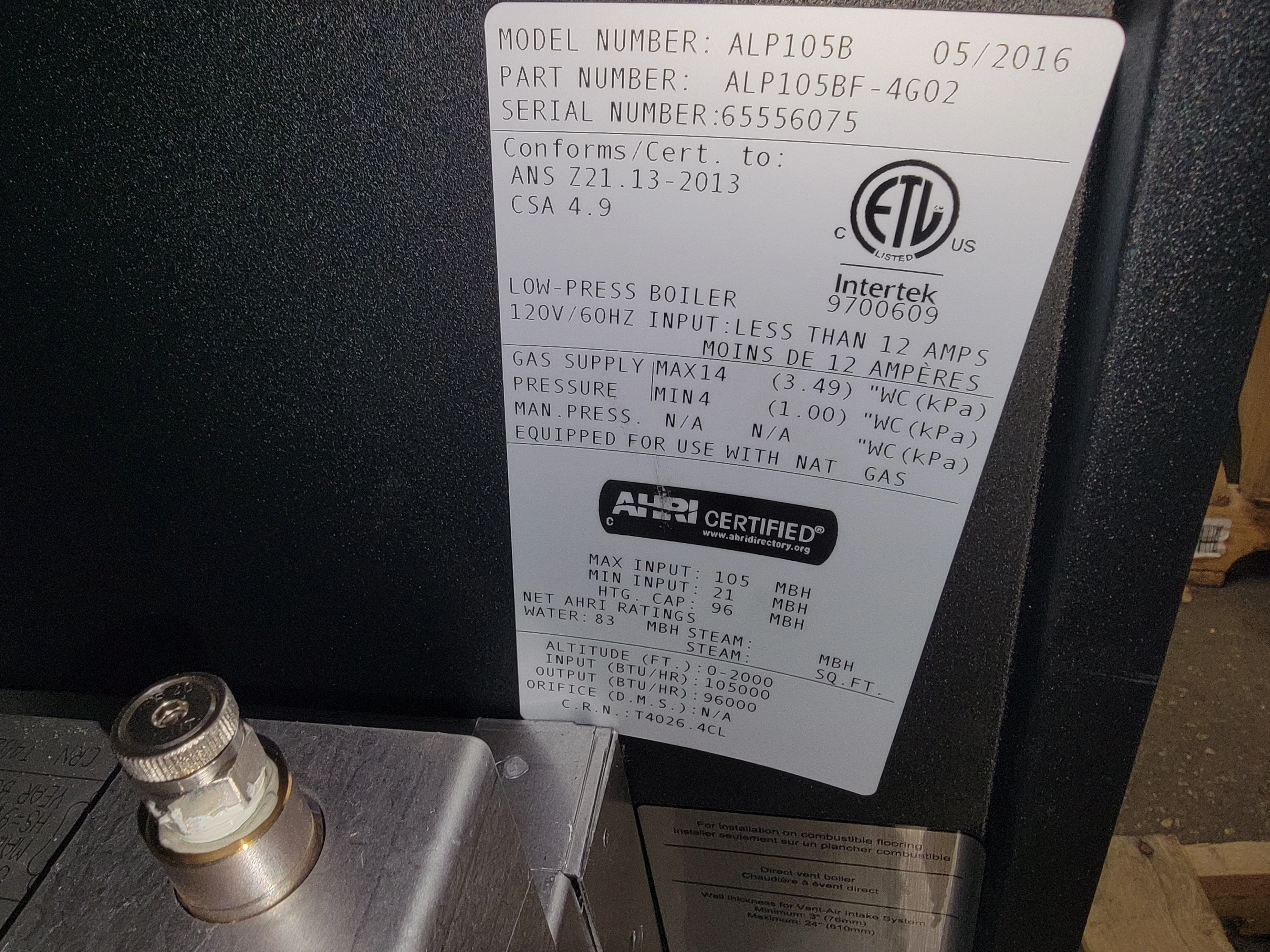 105,000 Btu Alpine Series Stnl Steel Cond Hi Eff Dir Vent Gas Hot Water Floor Mount Boiler - Image 6