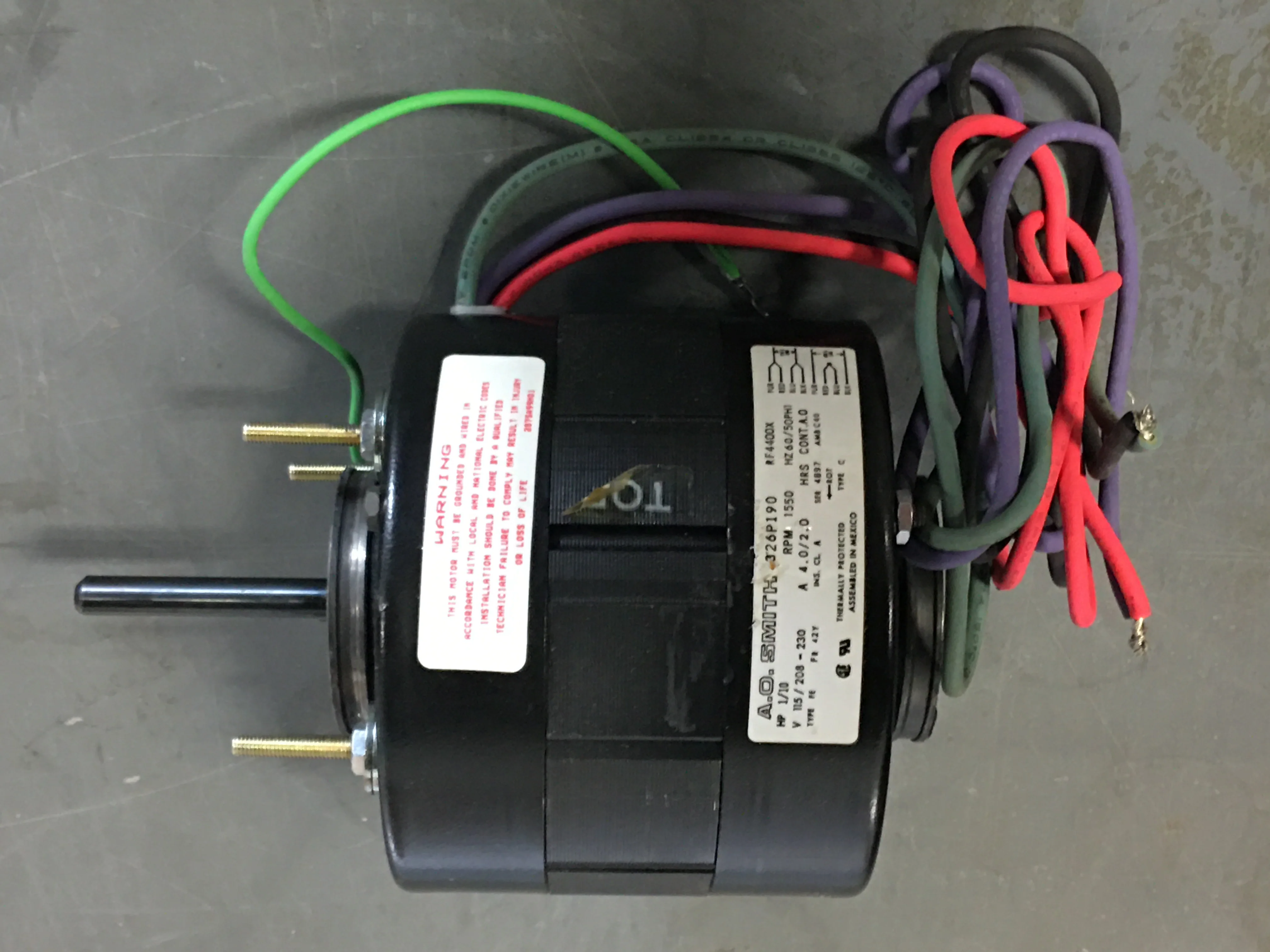 1/10 HP Motor 115/208-230/50-60/1 1550 RPM 1 Speed - Image 3