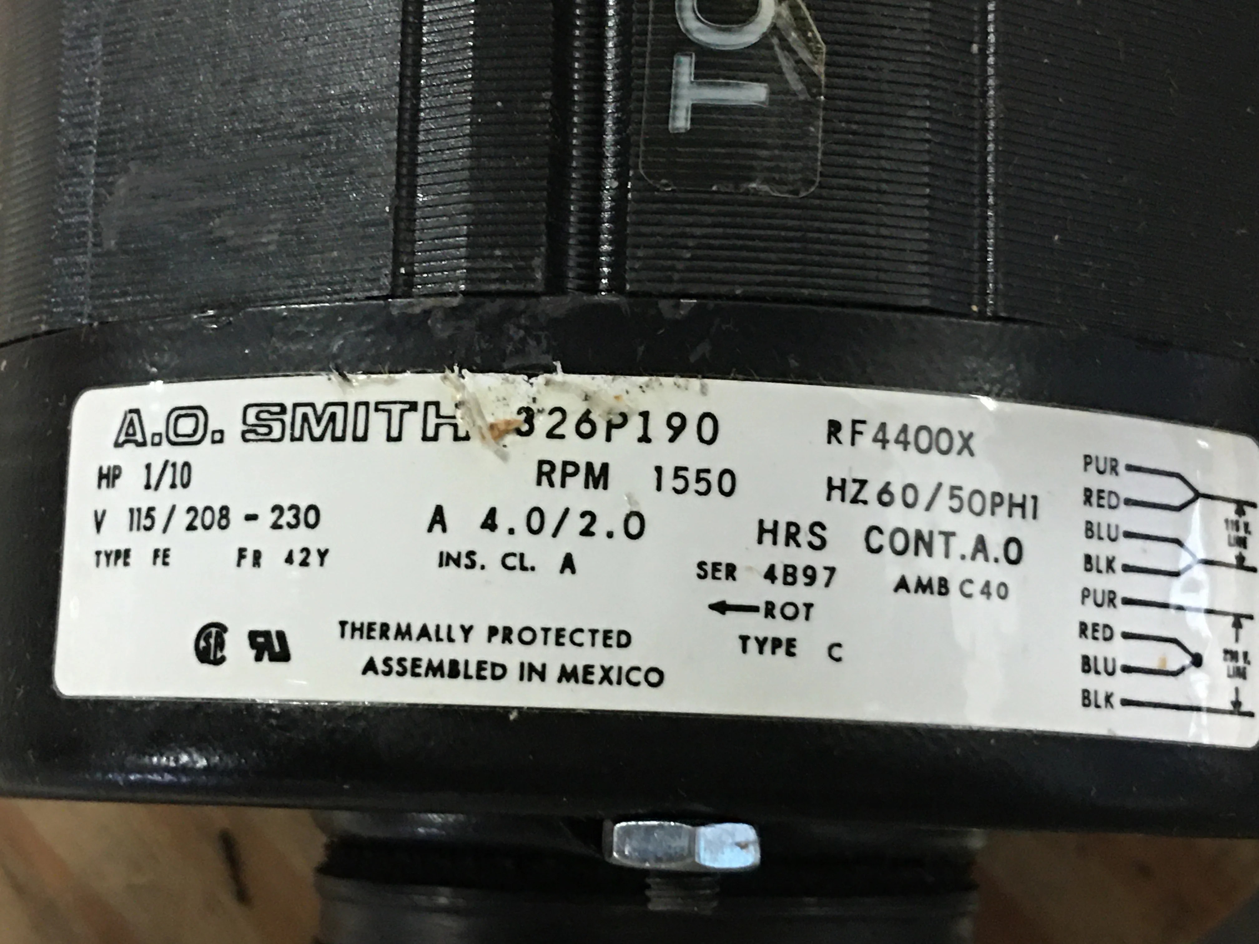 1/10 HP Motor 115/208-230/50-60/1 1550 RPM 1 Speed - Image 6
