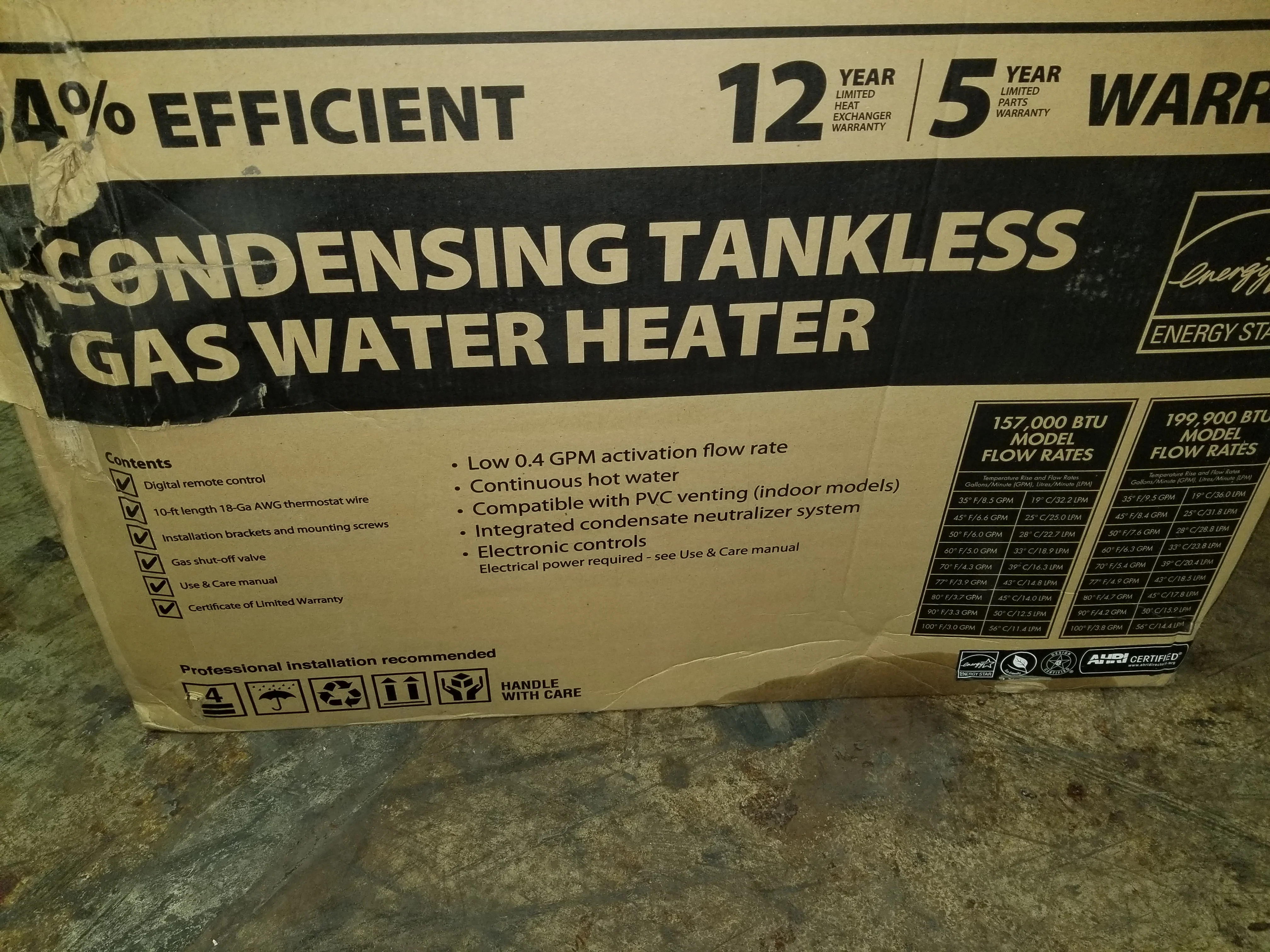 157,000 BTU/Hr Ultra Hi Eff Cond Tankless Low Nox Gas Water Heater - Image 7