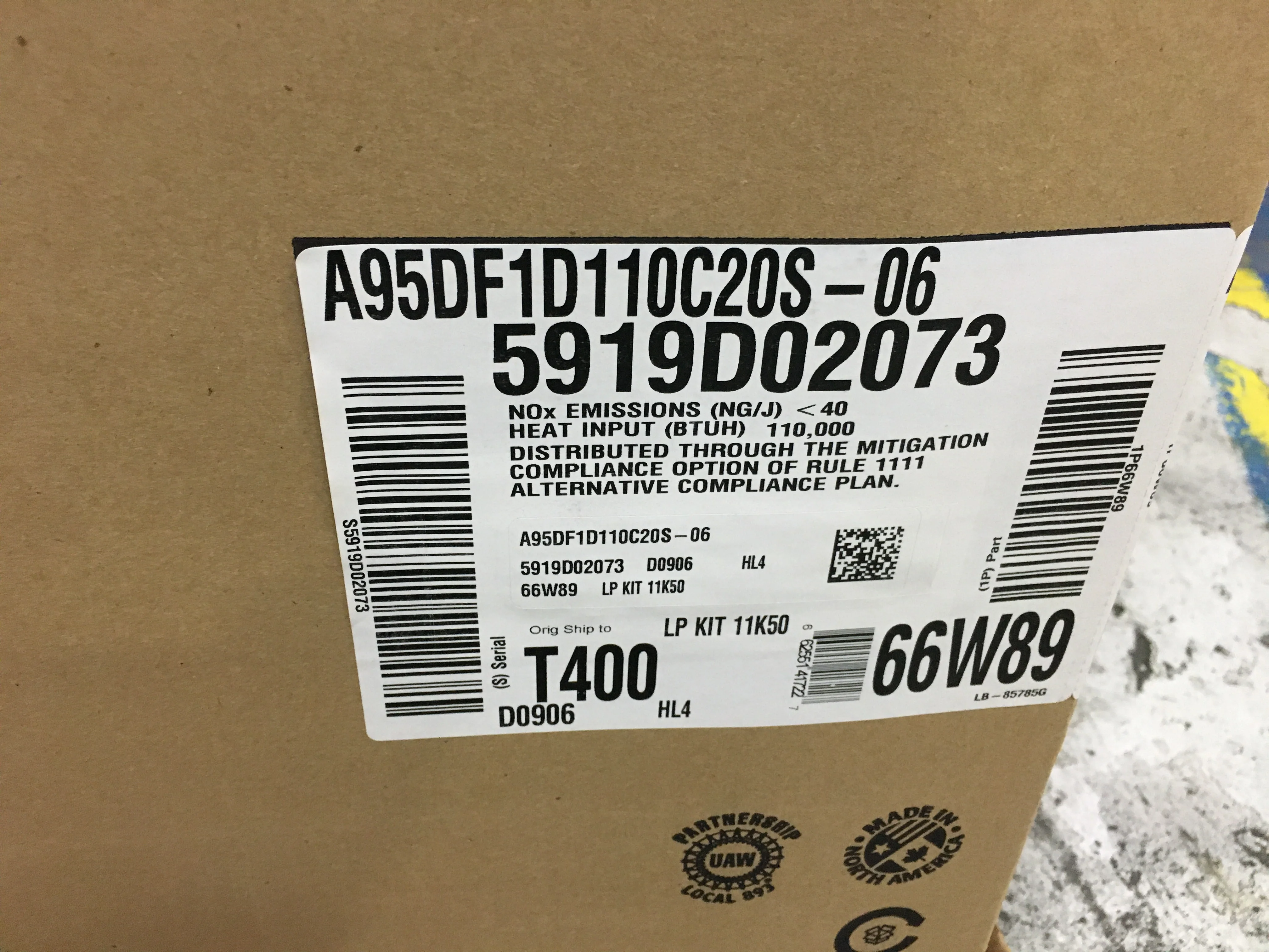 110,000 Btu Single-Stage Downflow PSC Multi Speed Gas Furnace 95% Afue 120/60/1 Cfm: 2000 - Image 8