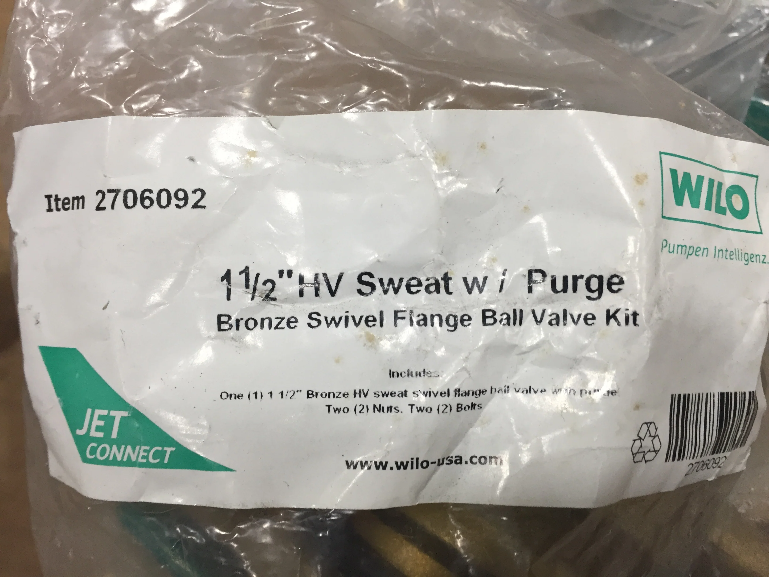 1-1/2" HV Sweat with Purge; Bronze Swivel Flange Ball Valve Kit - Image 4