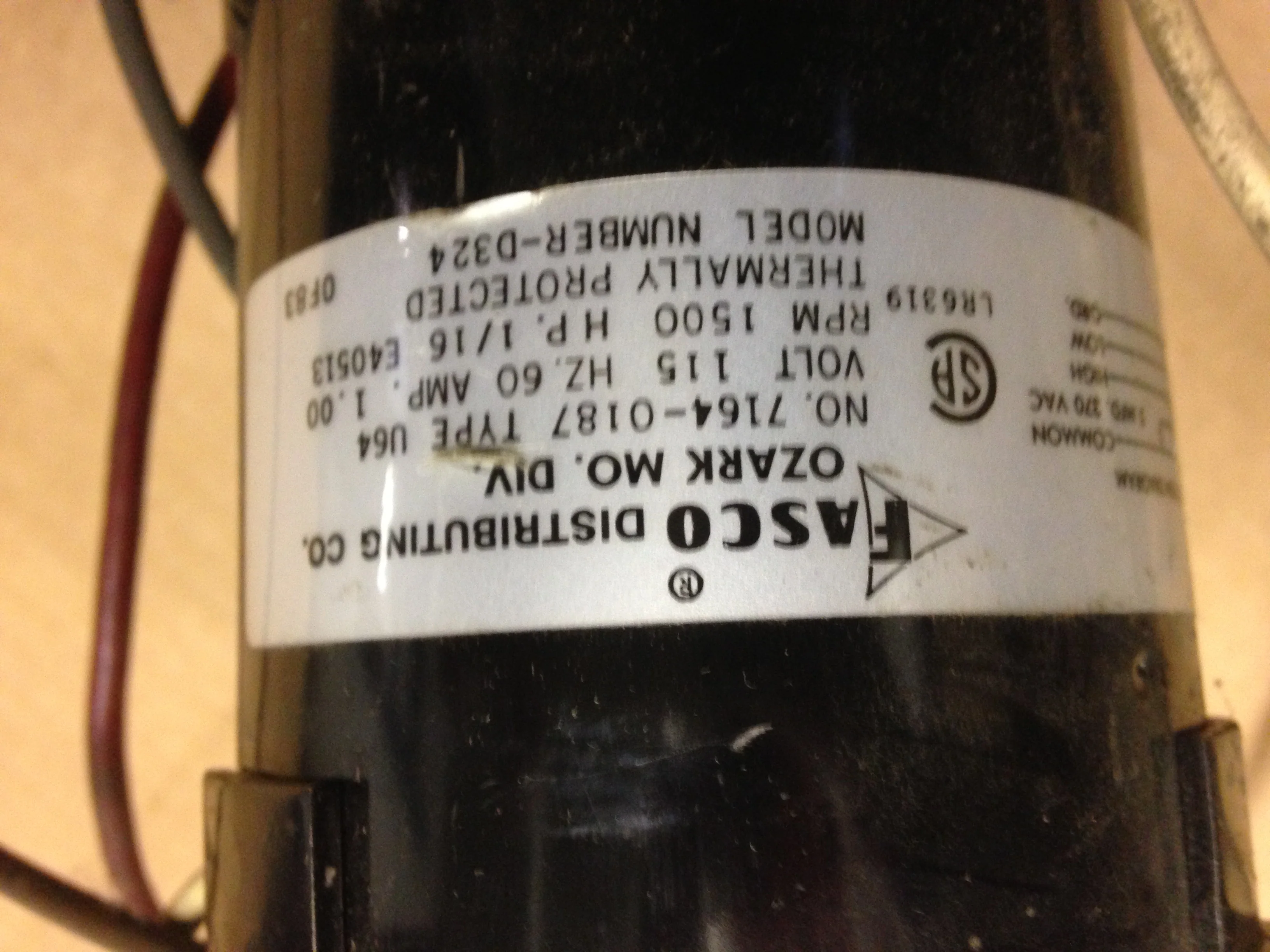 1/16HP Electric Motor, 115/60/1, RPM:1500, 2 Speed - Image 6