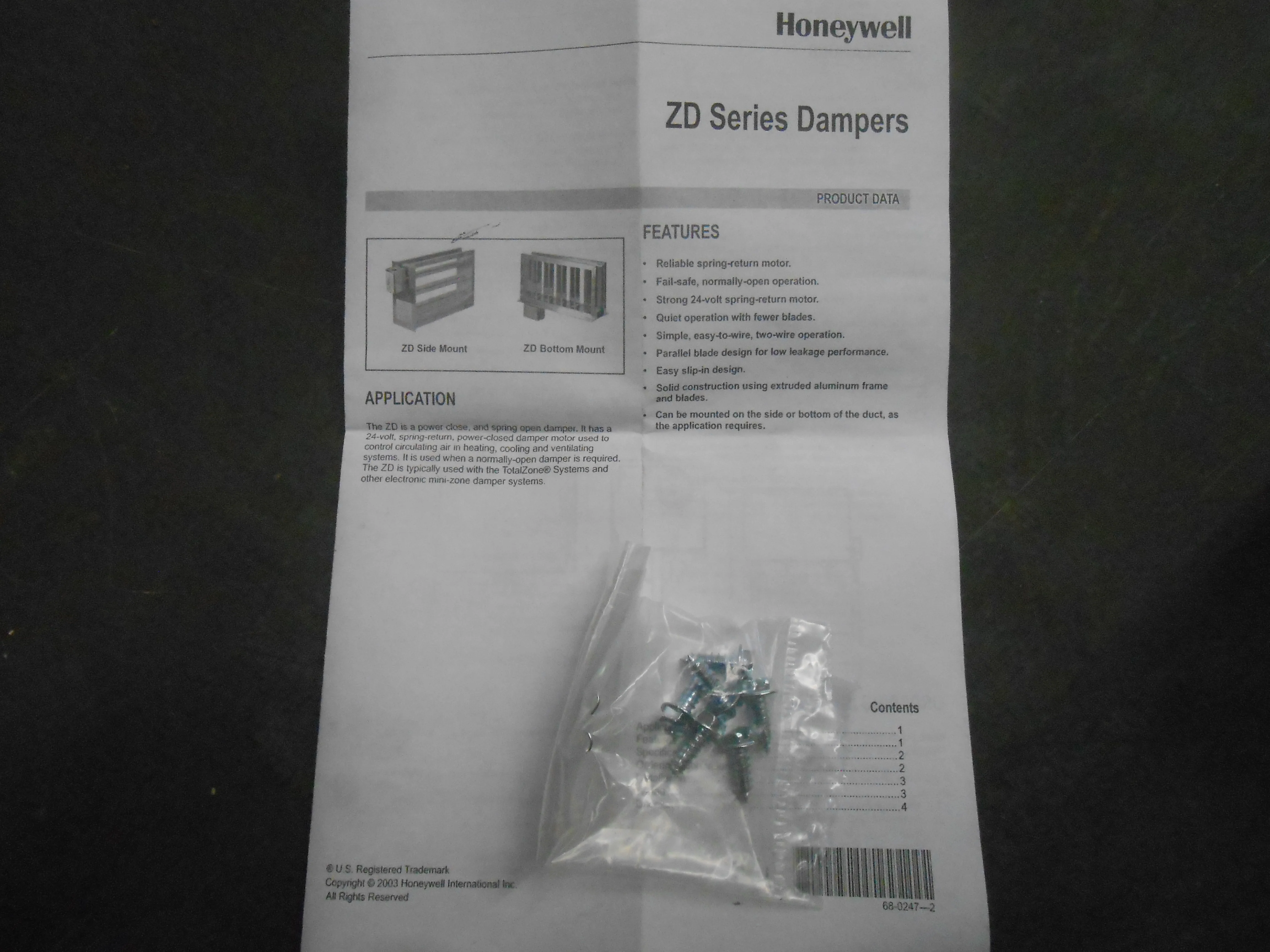 12" X 24" Automatic Rectangular Damper - Image 2