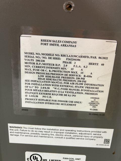 12.5 Ton AC Only ECM Multiposition Air Handler 208-230/60/3 R-410A CFM 4785 - Image 5
