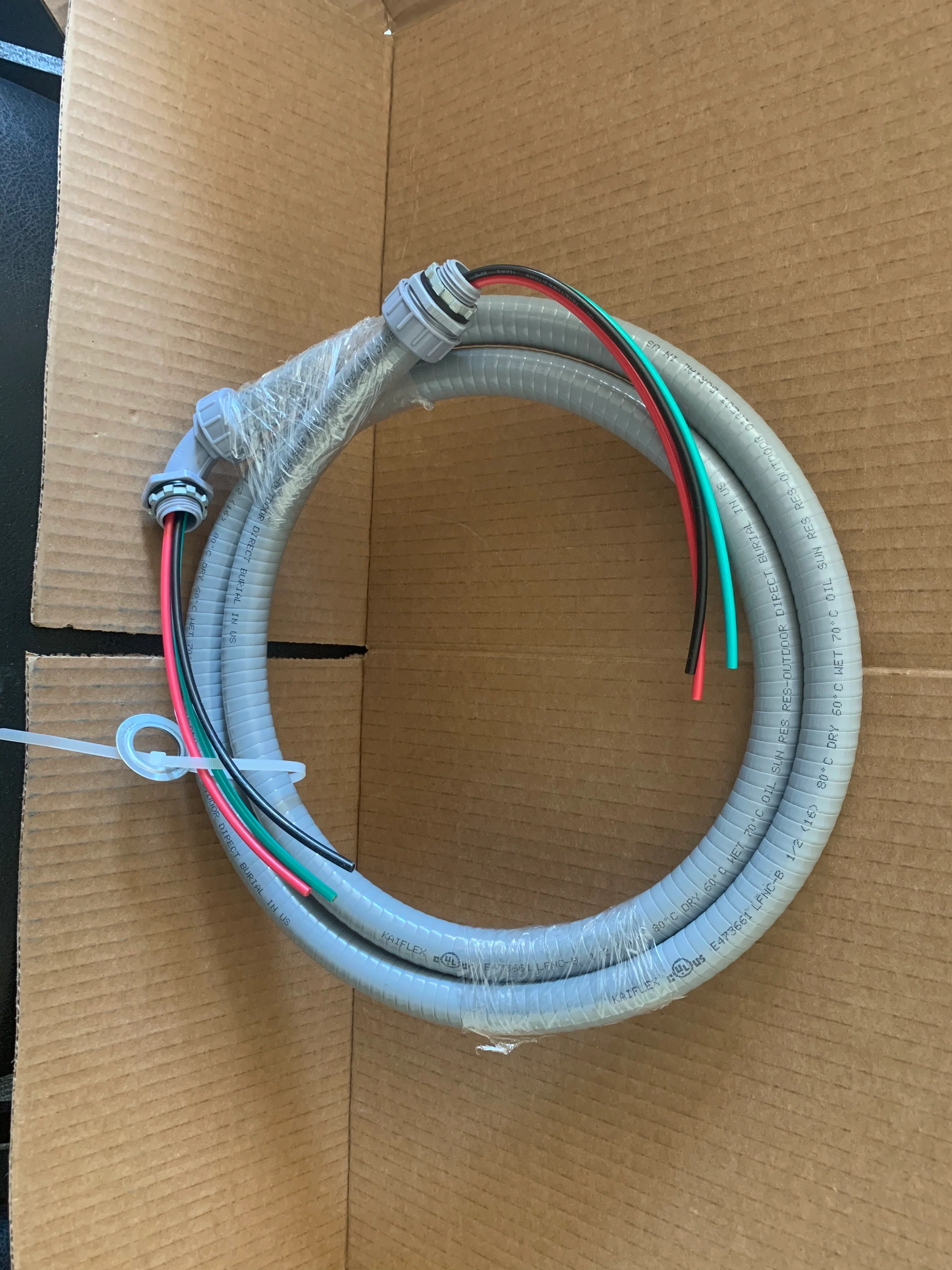 1/2" X 6' Non-Metallic Electrical Whip, #10 Wire