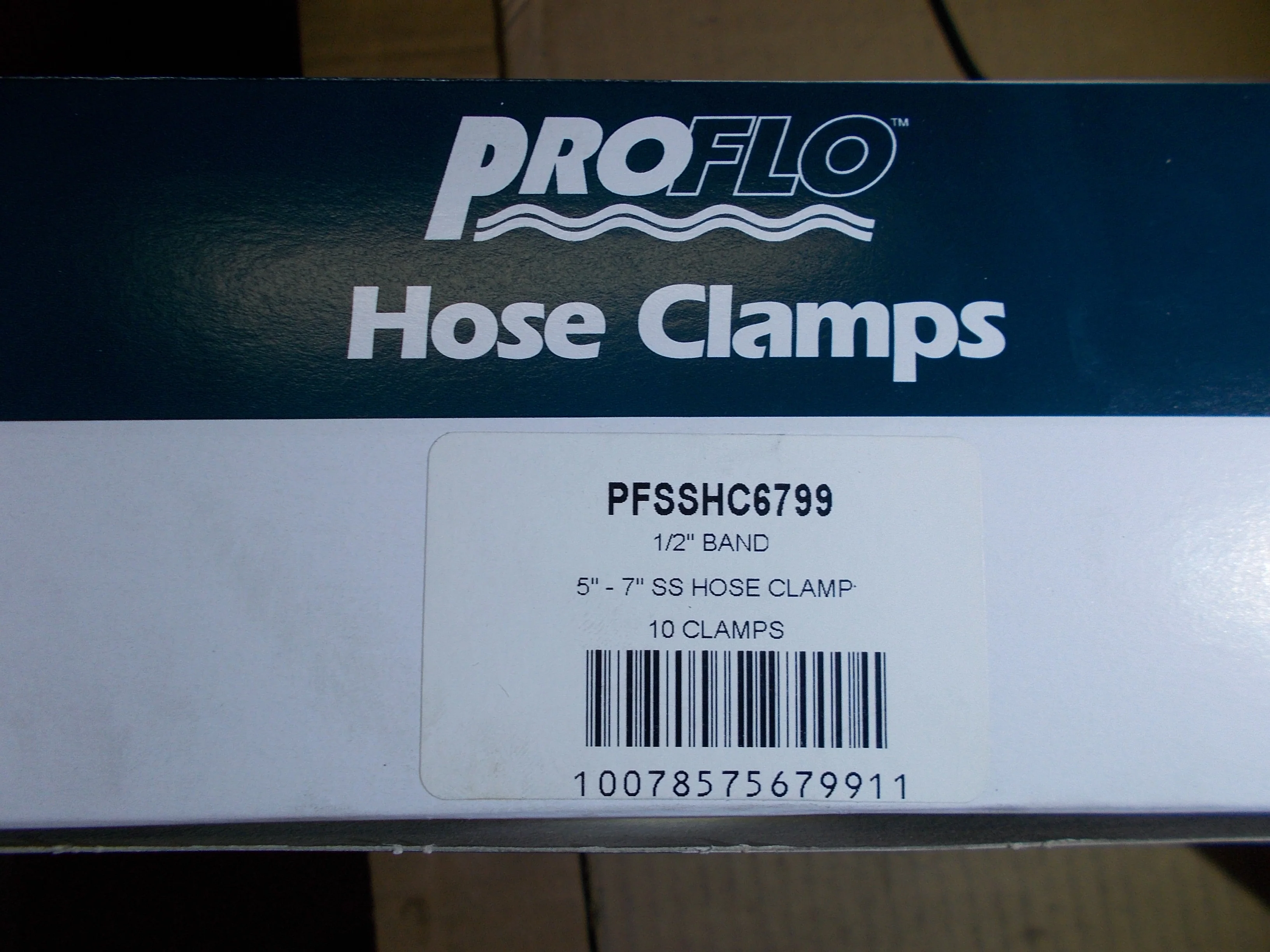 1/2" BAND STAINLESS STEEL HOSE CLAMP FITS 5" - 7" PIPE SIZE (10 PER BOX)