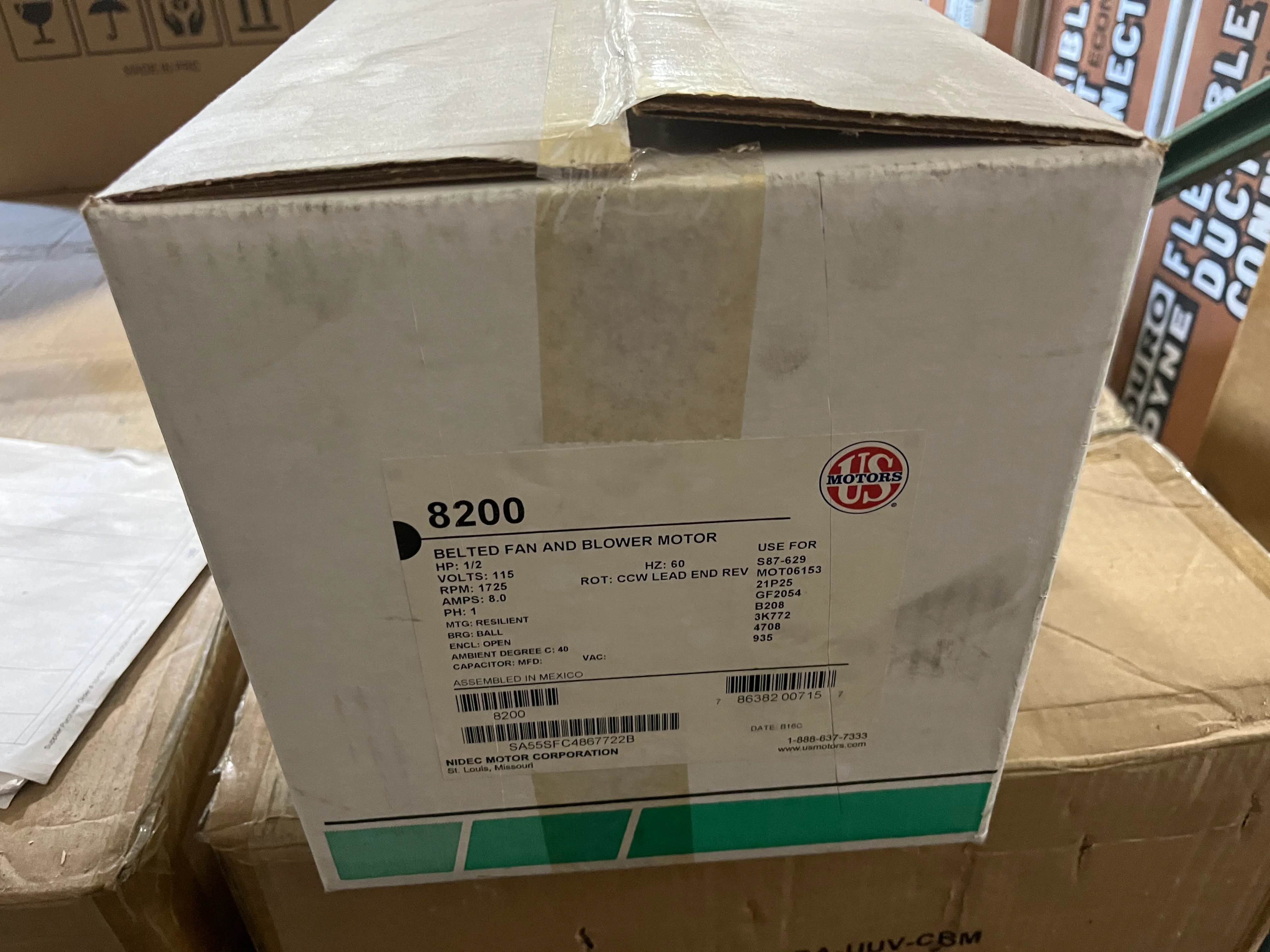 1/2 HP Belt And Drive Fan Blower Motor 115/60/1 1725 RPM 1 Speed - Image 7