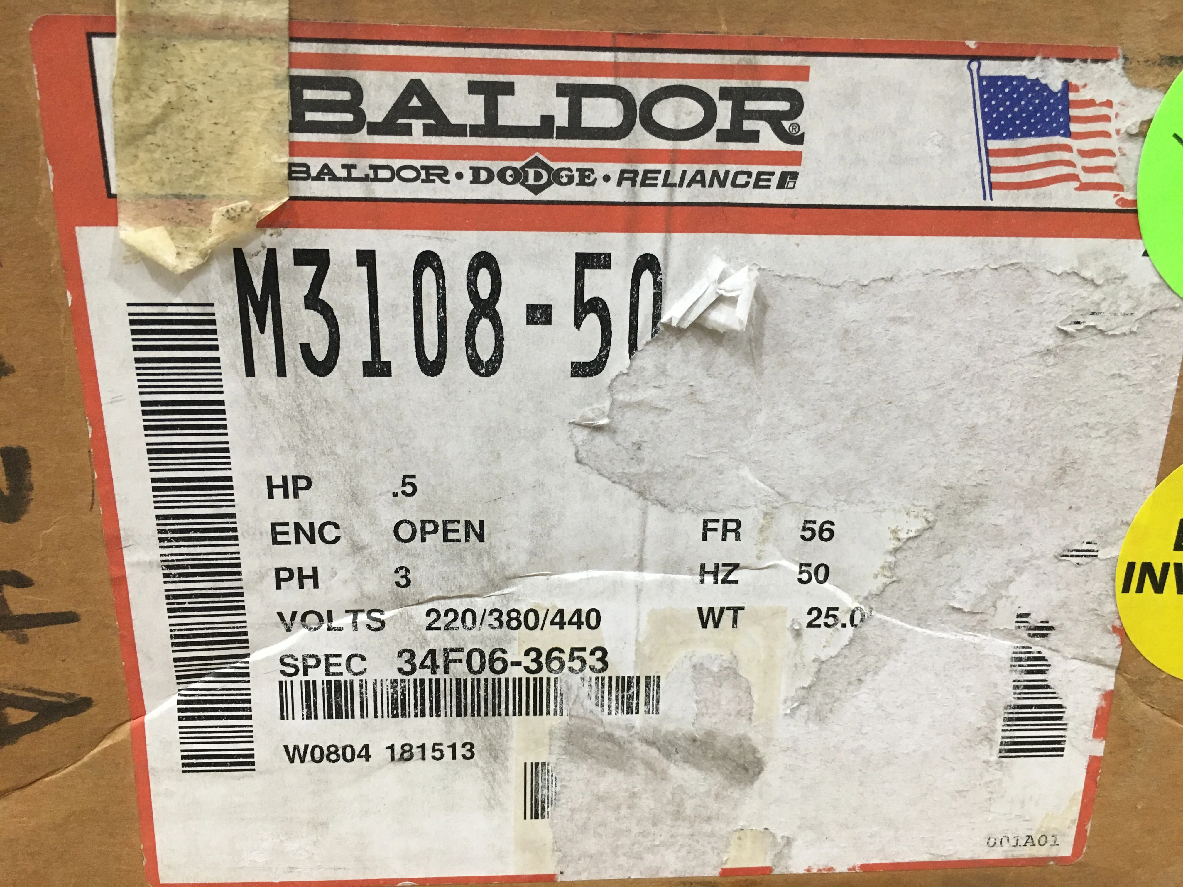 1/2 HP Industrial Motor 220-380-440/50/3 1425 RPM 1 Speed - Image 6