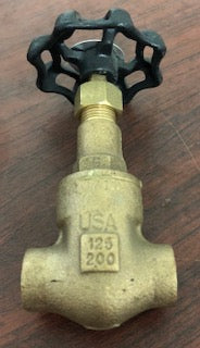 1/2" Sweat Bronze Gate Valve w/Operating Wheel - Image 2