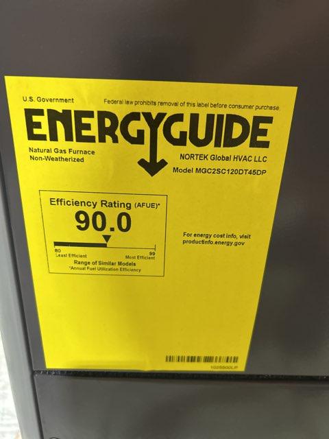 120,000 BTU Low NOx 1-Stg Upflow/Horizontal ECM Multi Speed Gas Furnace 92% 115/60/1 CFM: 2135 - Image 2