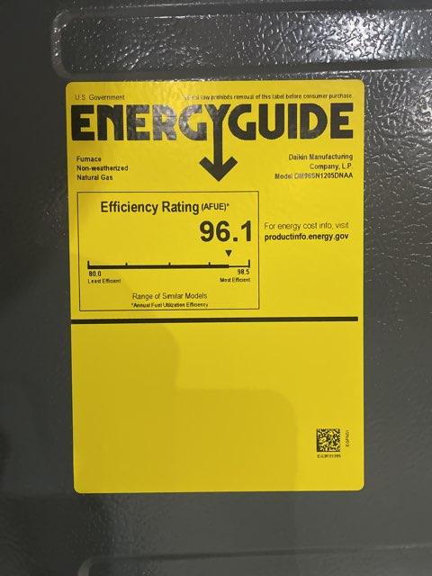 120,000 BTU Low NOx 1-Stg Upflow/Horizontal ECM Multi Speed Gas Furnace 96% 115/60/1 CFM: 2000 - Image 5
