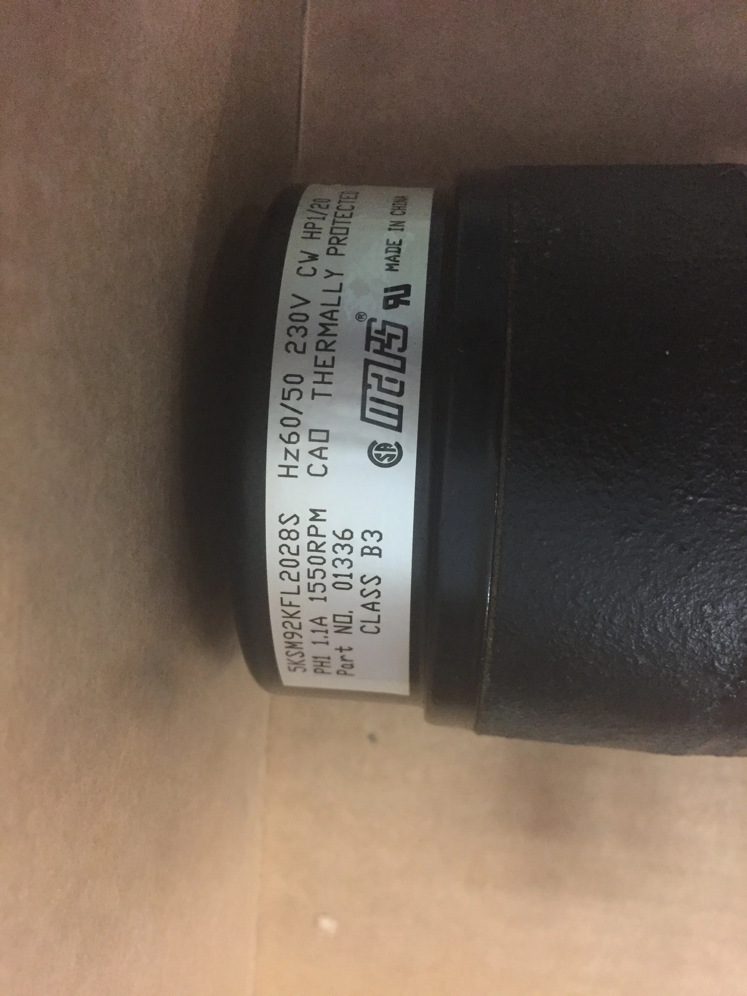 1/20 HP Refrigeration Fan Motor 230/50-60/1 RPM 1550 - Image 3