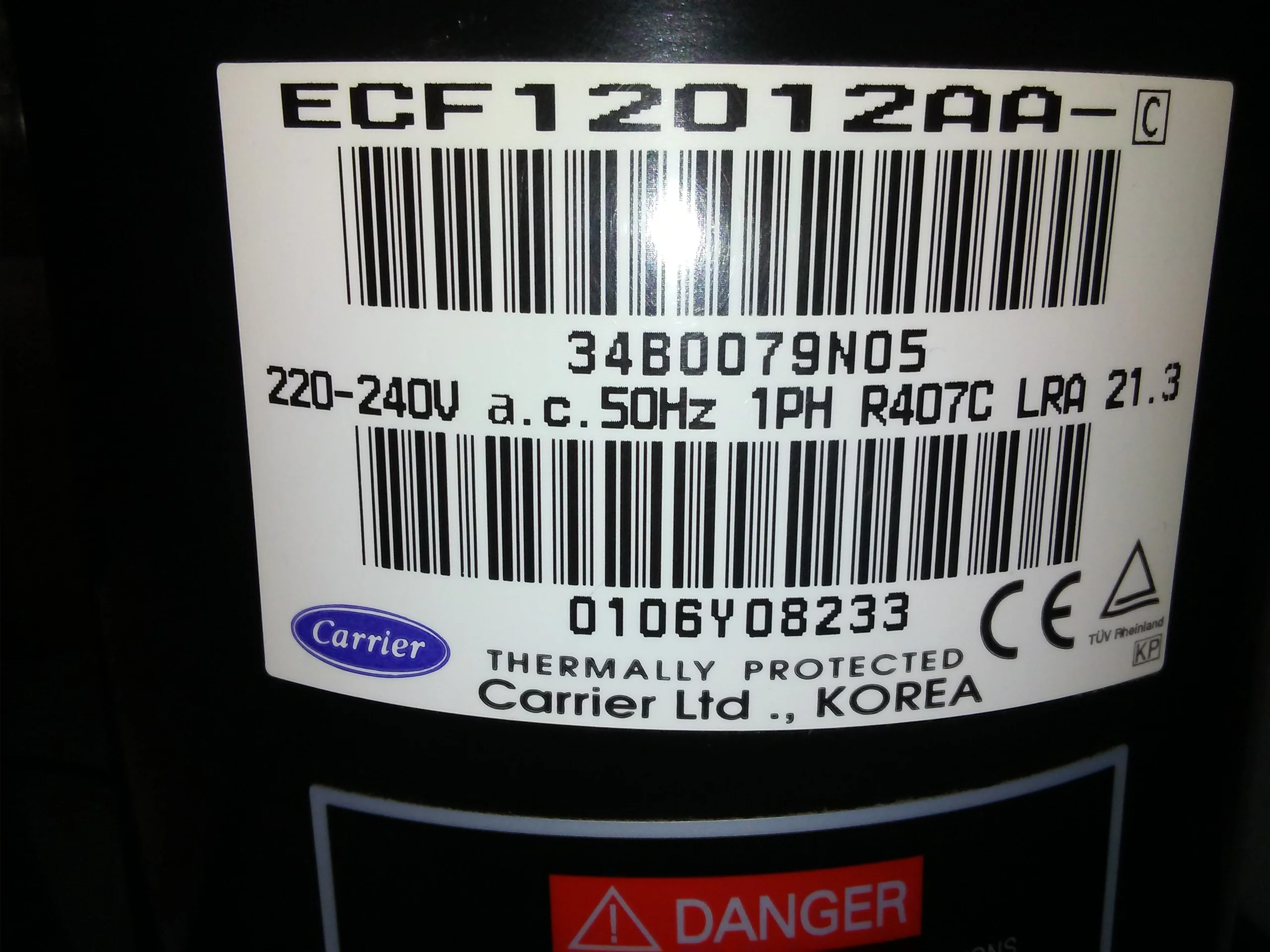 12,000 BTU AC/HP Rotary Compressor; 220-240/50/1, R-407C - Image 5