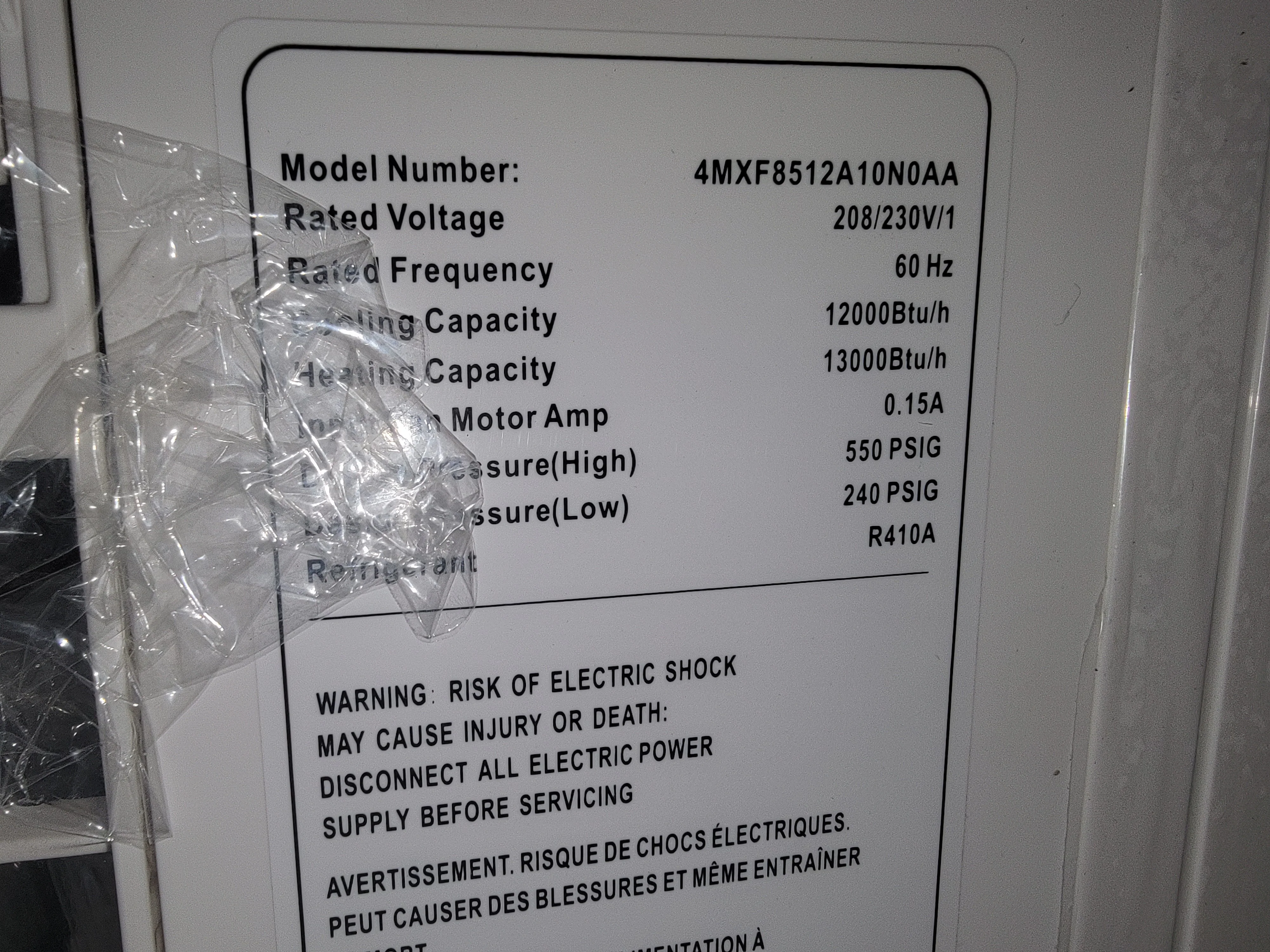12,000 BTU Console Style Mini-Split Inverter Heat Pump Indoor Unit; 208/230-60-1, R410A - Image 3