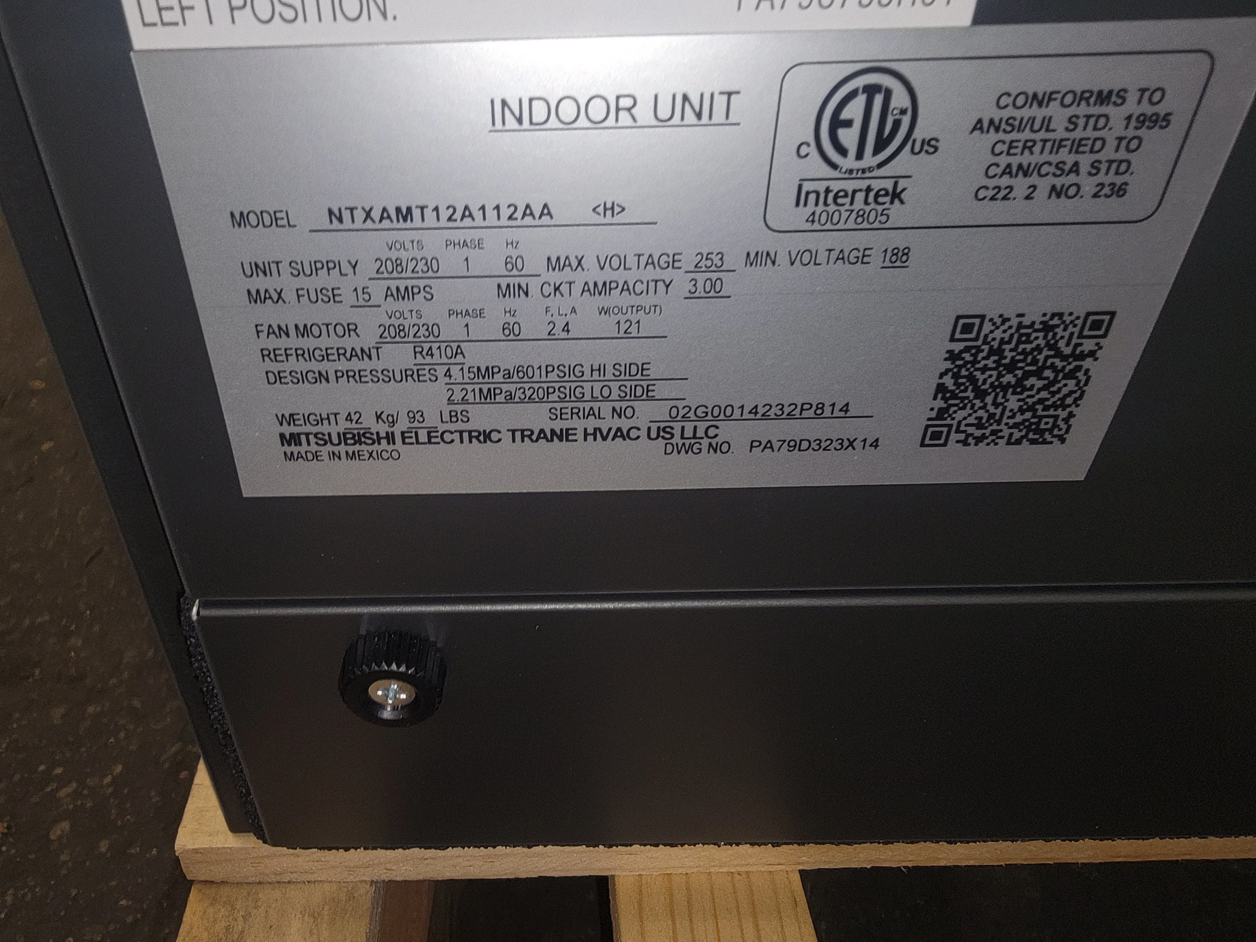 12,000 BTU Single-Zone Ducted Mini-Split Heat Pump Air Handler, 208-230/60/1 R-410A 18 SEER - Image 3