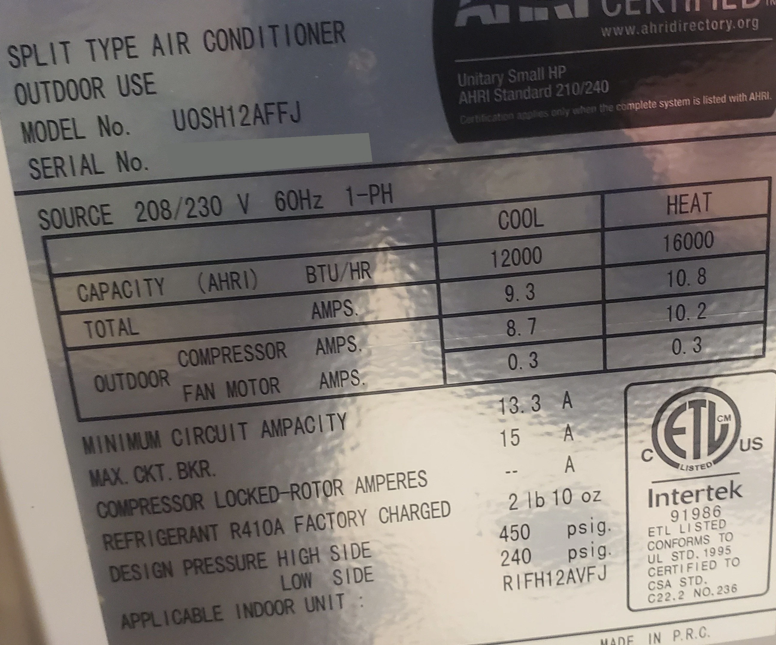12,000 BTU Ultra Series Single-Zone Inverter Outdoor Mini-Split Heat Pump Unit - Image 5