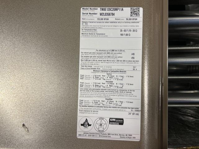120,000 BTU Standard ECM Multi-Position Natural Gas Furnace, 80% 115/60/1 2000 CFM - Image 6
