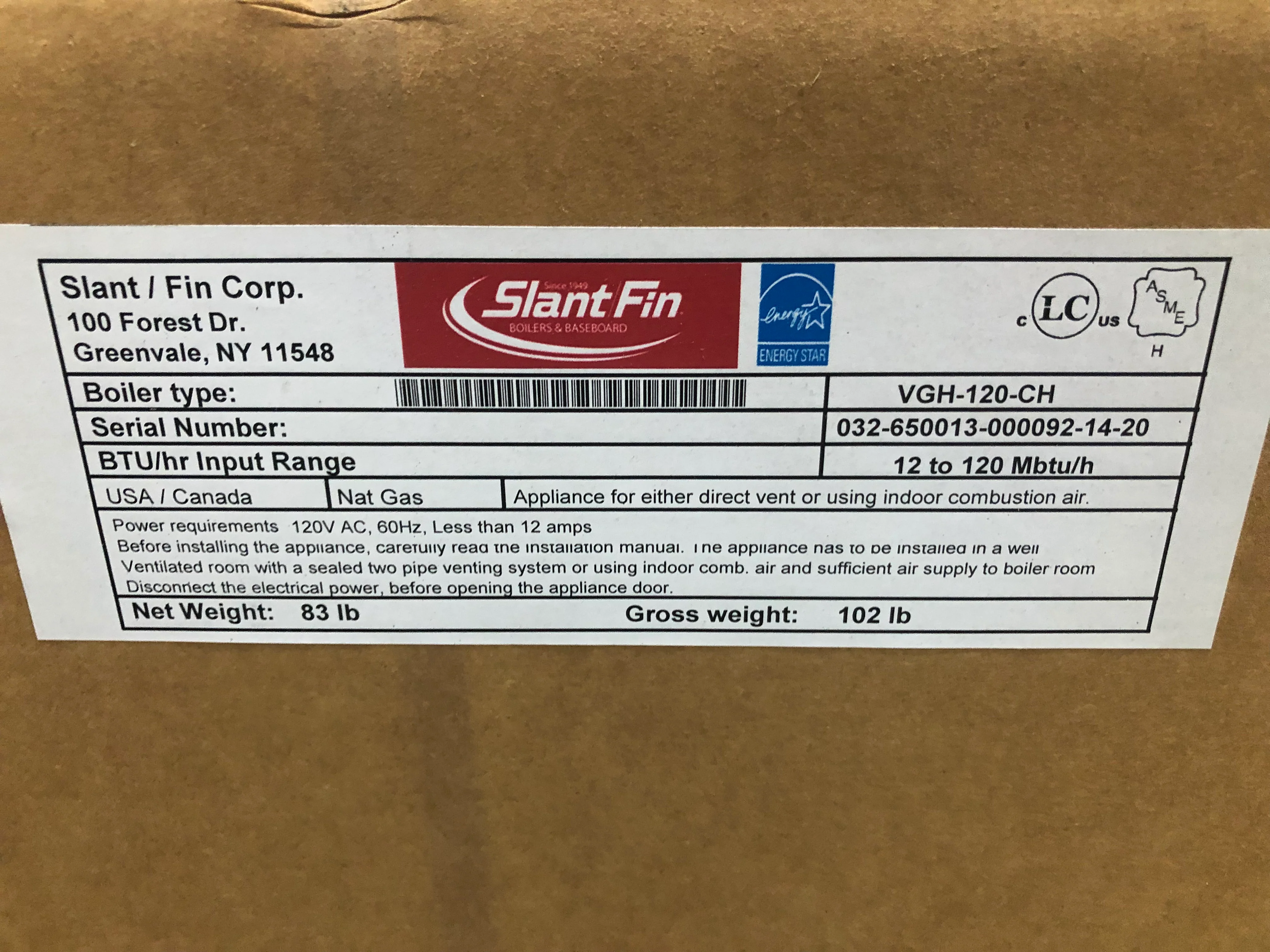 120,000 BTU Wall Mnt Stnl Steel Hi Eff Mod Cond Dir Vent Gas Hot Water Boiler, 95.2% 120/60/1 - Image 4