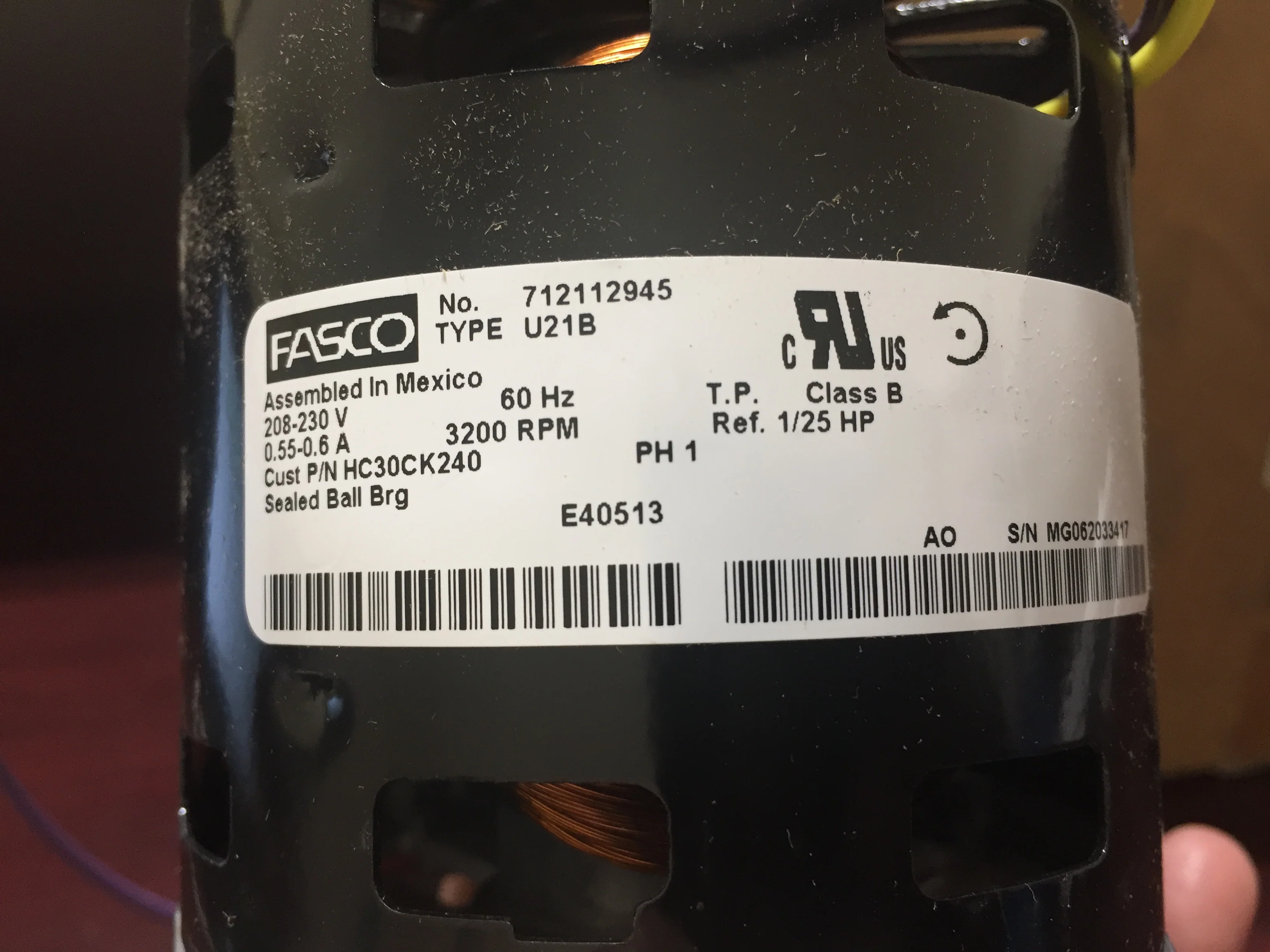 1/25 HP Blower Motor 230/60/1 3200 RPM - Image 3