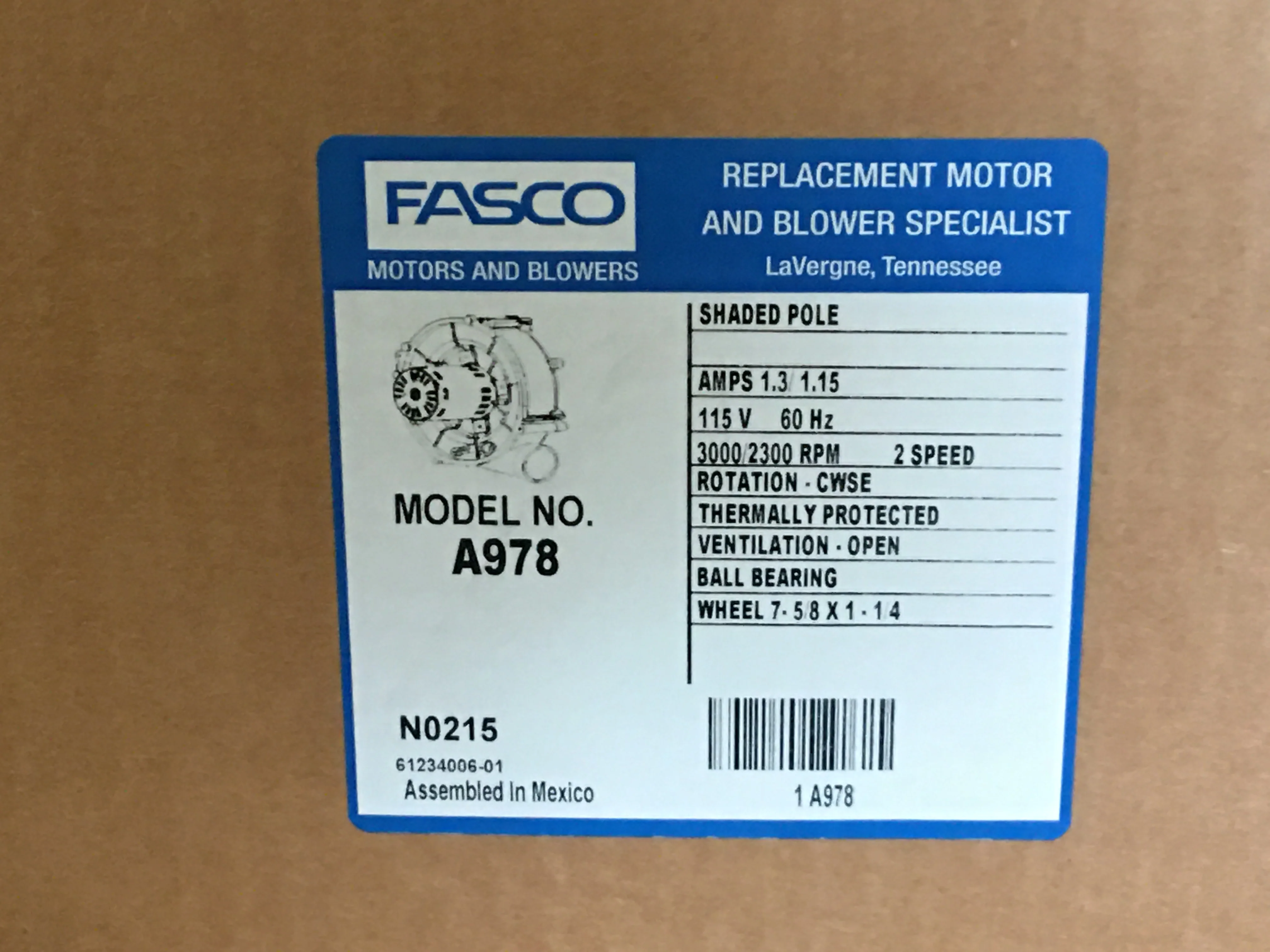 1/25 HP Inducer Blower Motor 115/60/1 3000/2300 RPM 2 Speed - Image 4