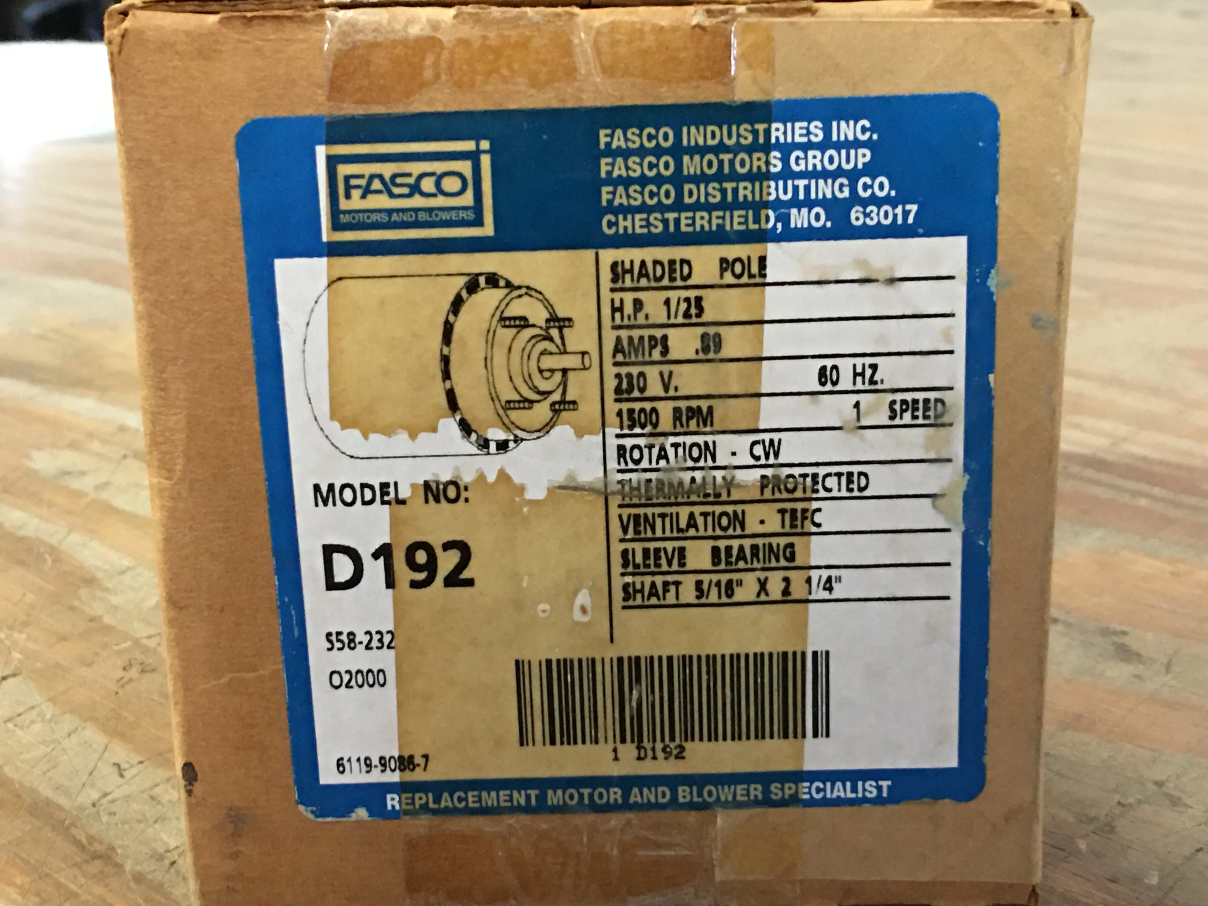 1/25 HP Motor 230/60/1 1500 RPM 1 Speed - Image 5