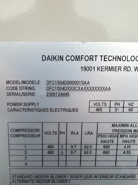 12.5 TON CONVERTIBLE PACKAGED AIR CONDITIONING UNIT, 11 EER, 460/60/3, R410A - Image 6
