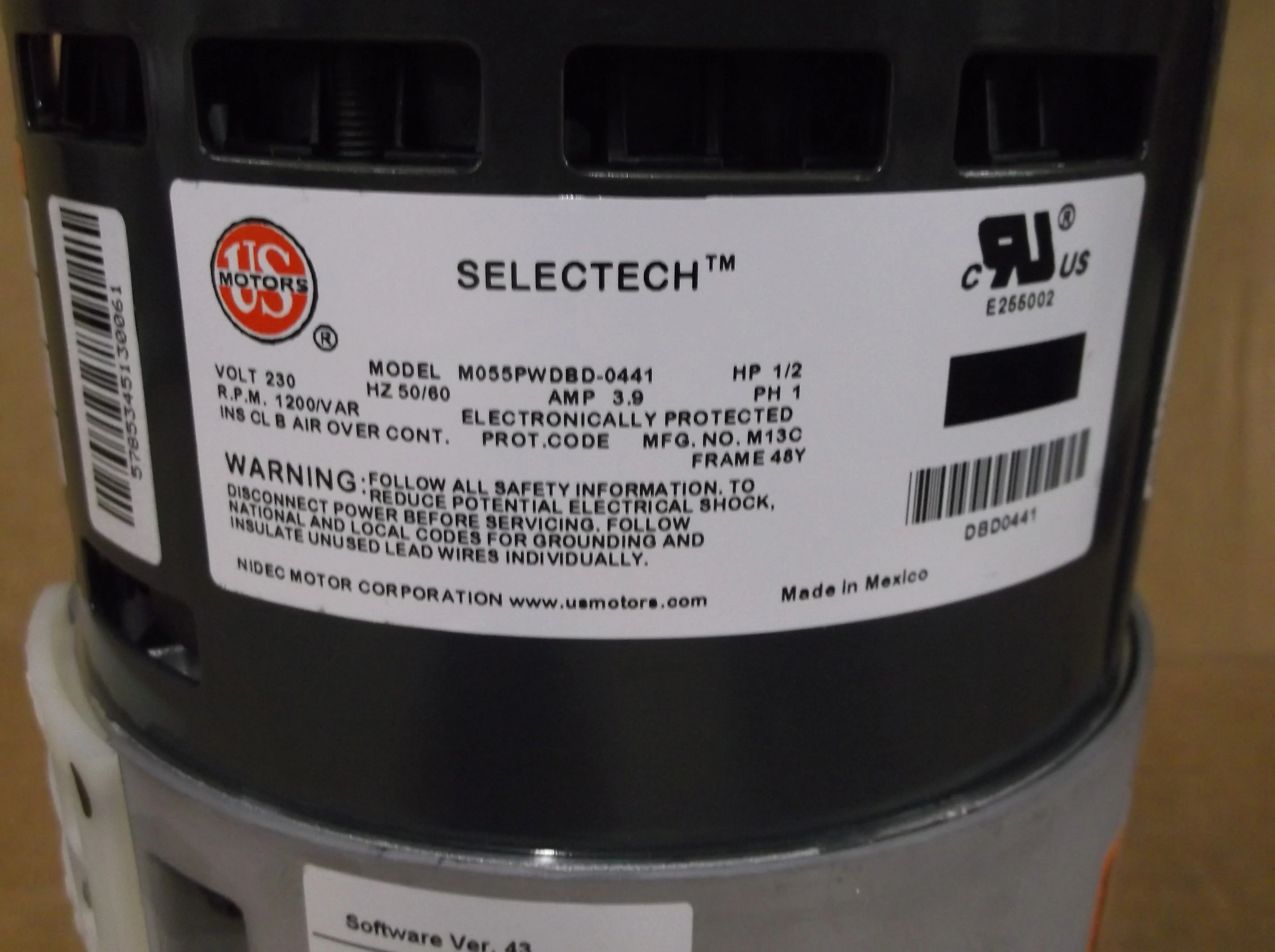 1/2HP ECM Blower Motor  230/50-60/1  RPM:1200/Varable Speed - Image 2