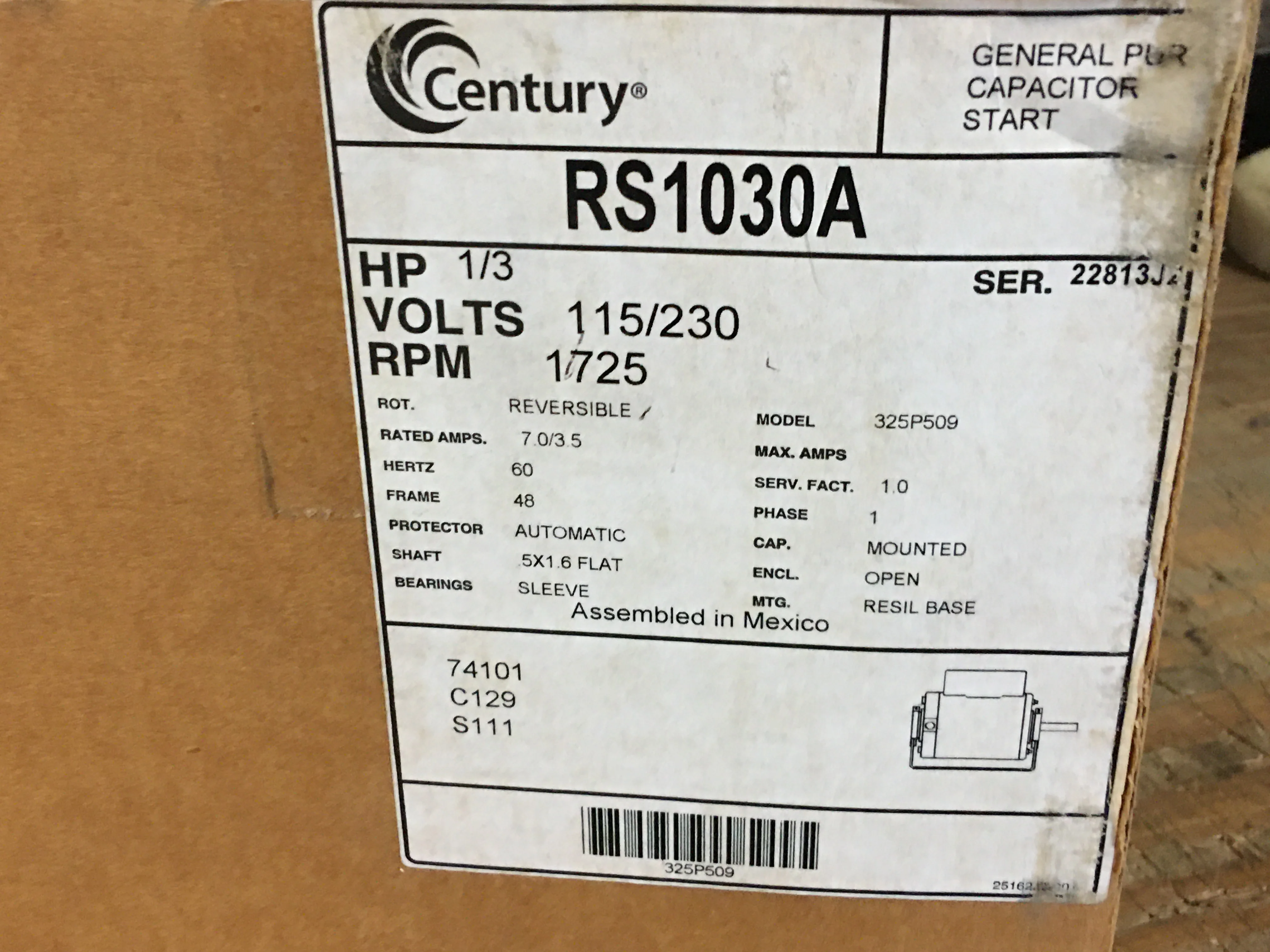 1/3 HP Electric Motor 115-230/60/1 1725RPM - Image 5